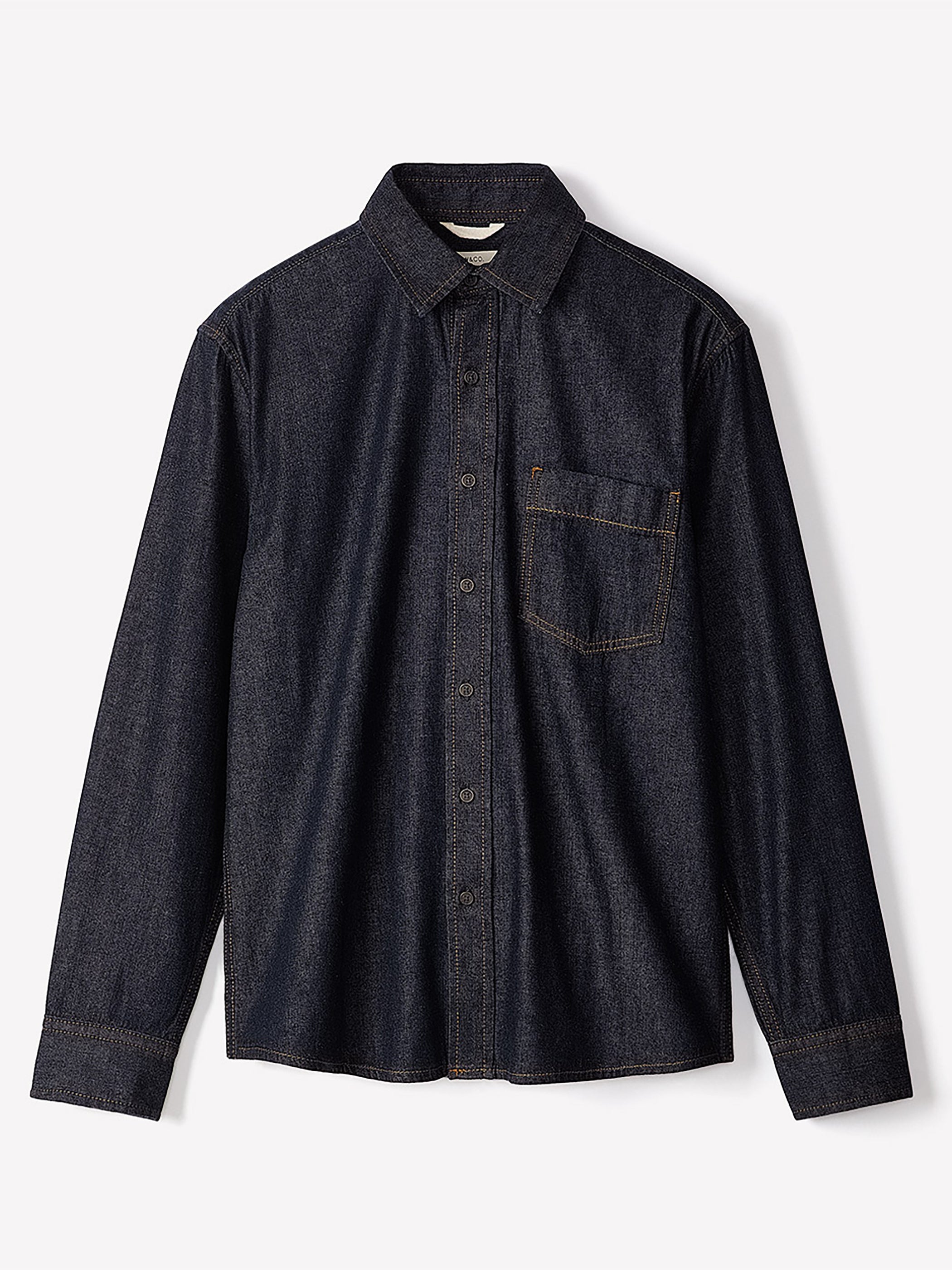 RW&CO Long-Sleeve Raw Denim Shirt with Chest Pocket
