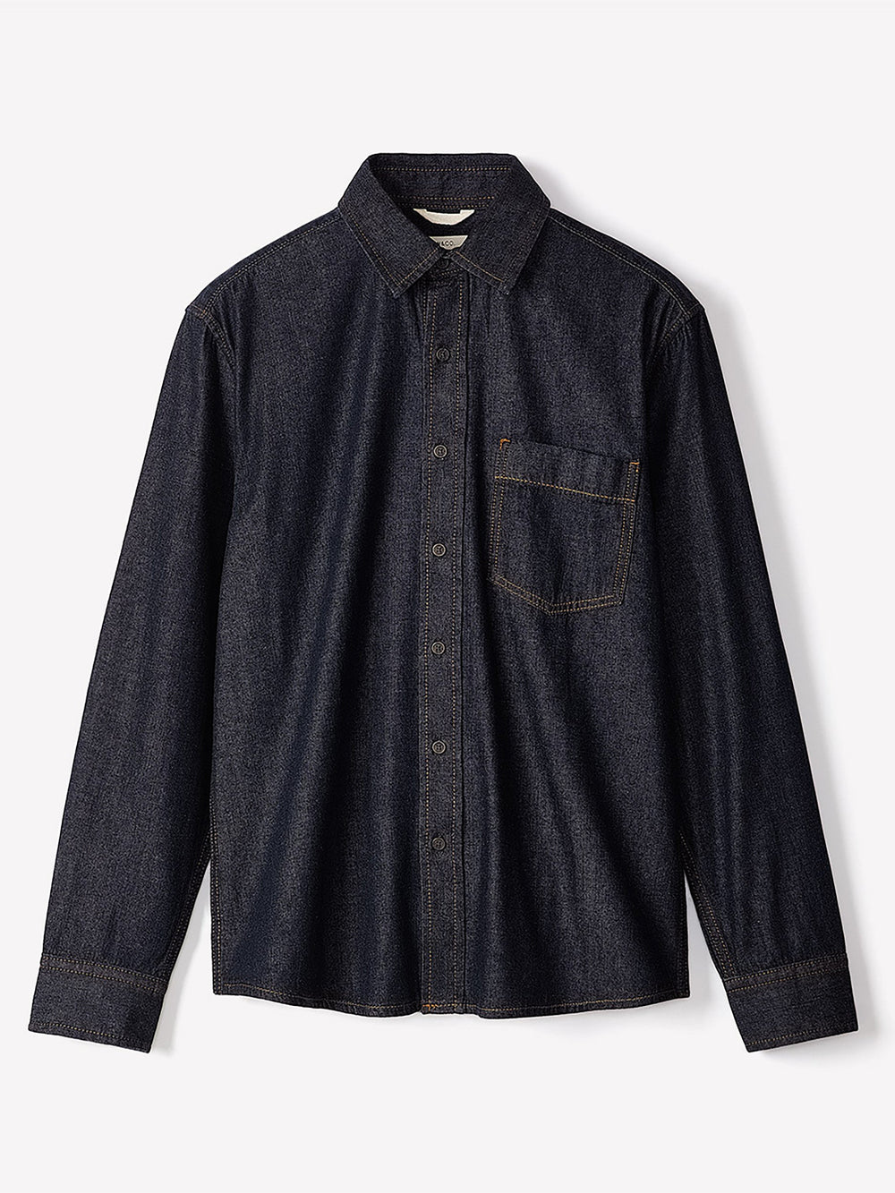RW&CO Long-Sleeve Raw Denim Shirt with Chest Pocket