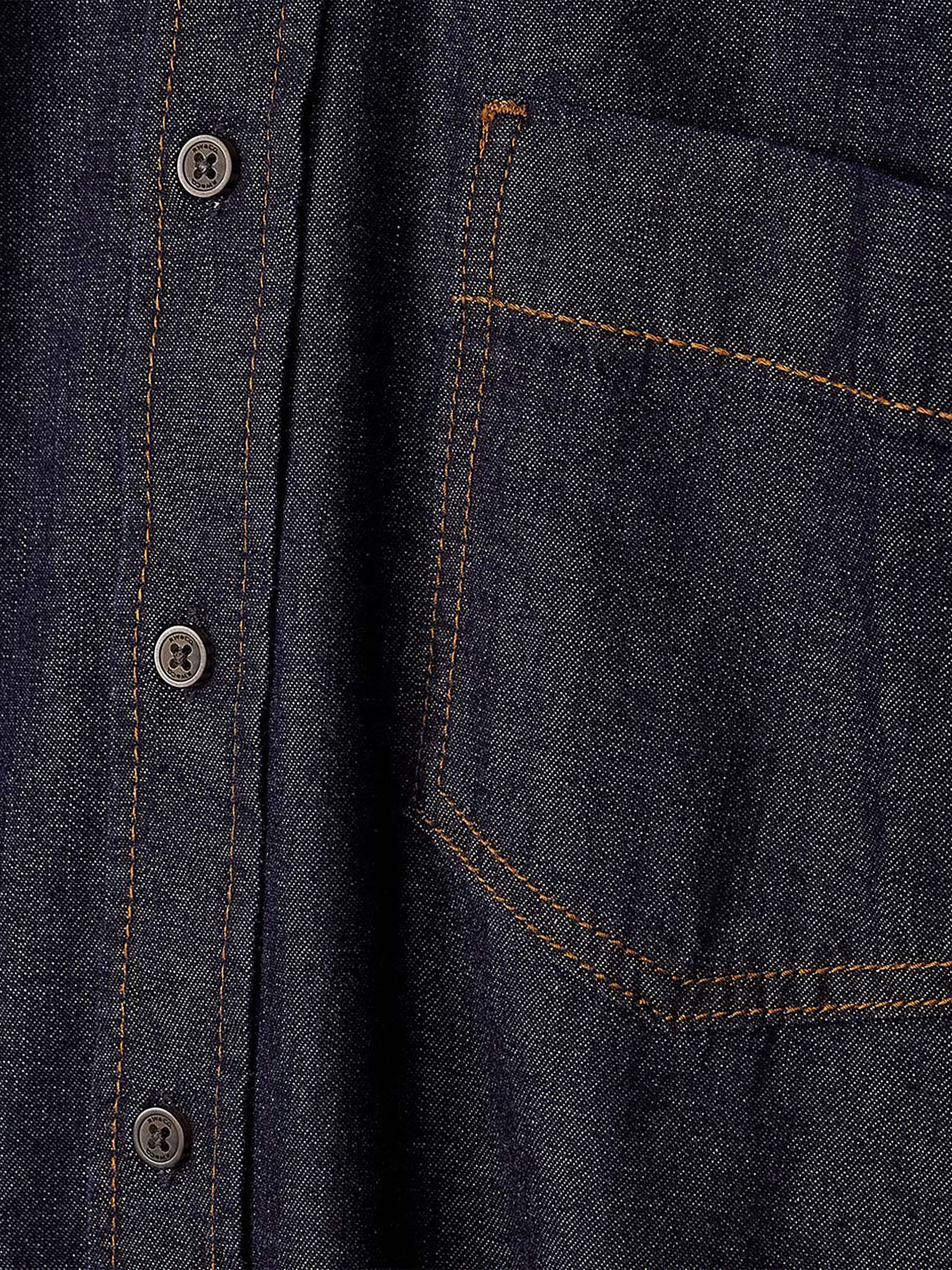 RW&CO Long-Sleeve Raw Denim Shirt with Chest Pocket
