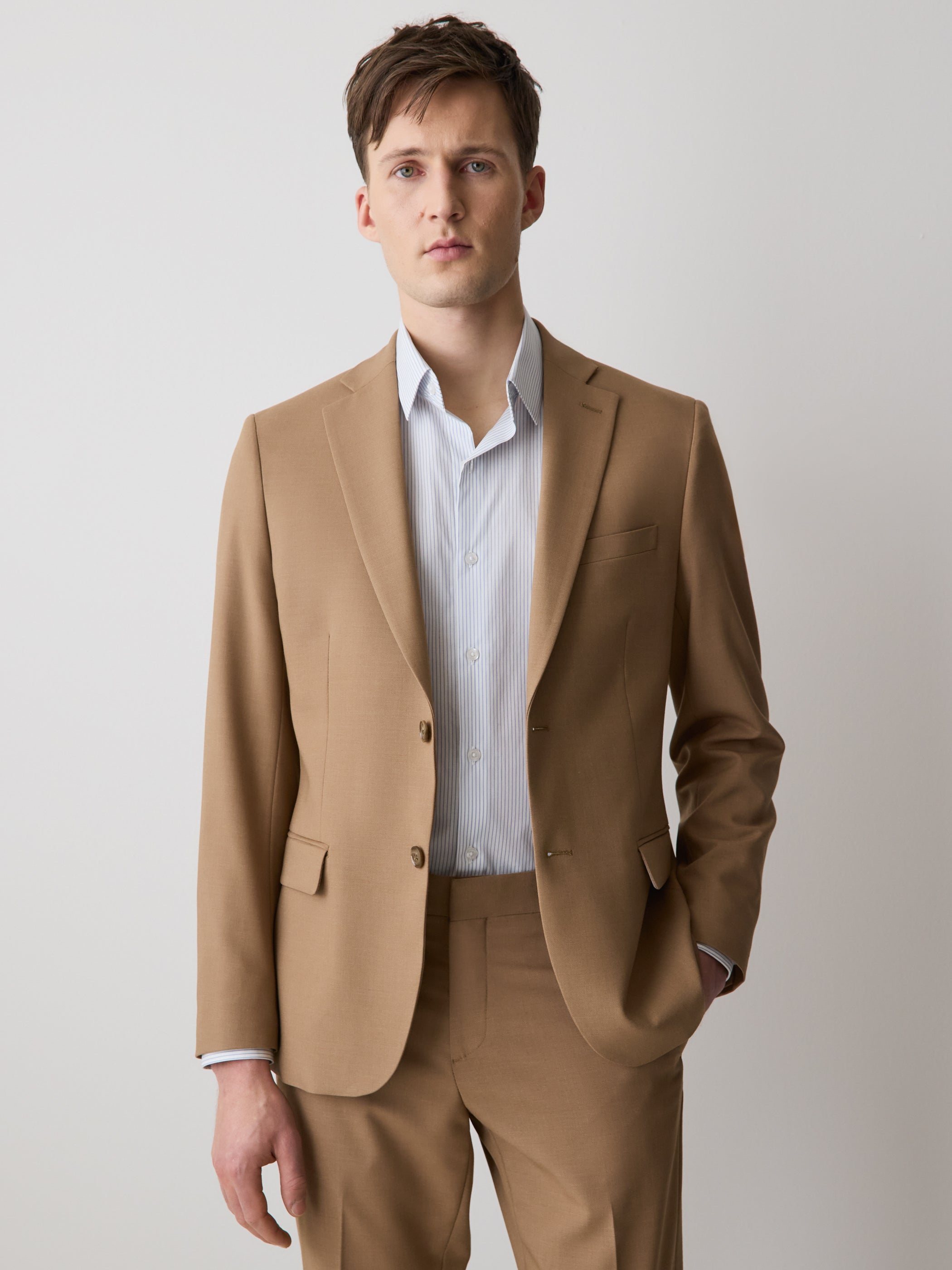 RW&CO Slim Fit Peachy Camel Suit Blazer