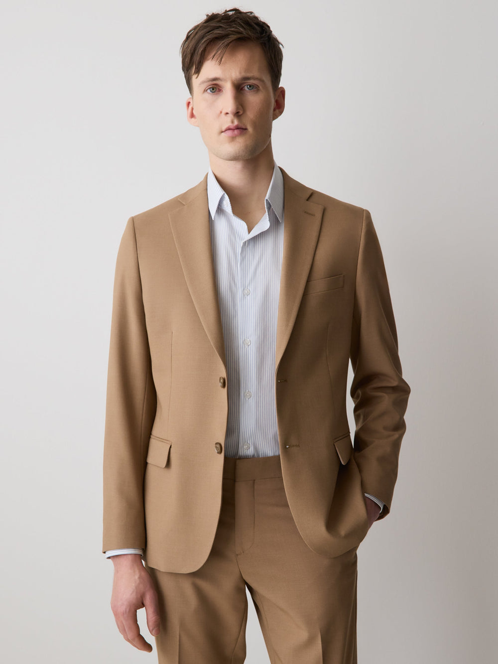 RW&CO Slim Fit Peachy Camel Suit Blazer