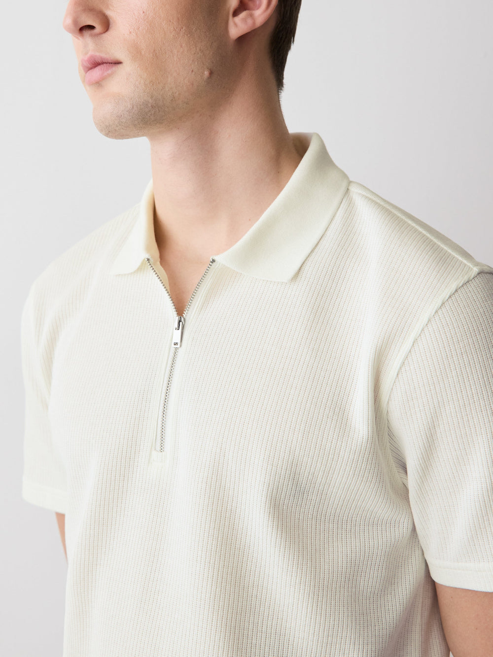 RW&CO Short-Sleeve Ribbed Quarter-Zip Polo