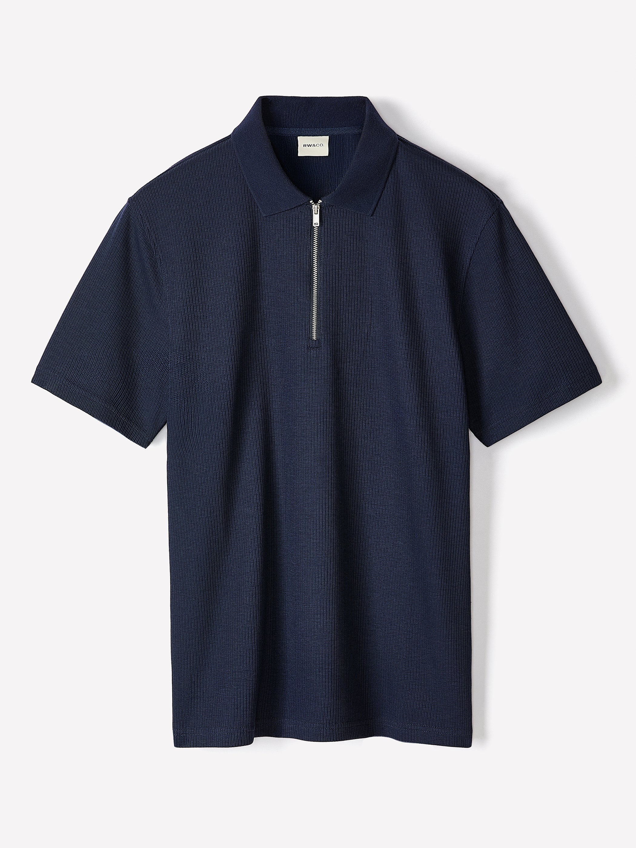 RW&CO Short-Sleeve Ribbed Quarter-Zip Polo