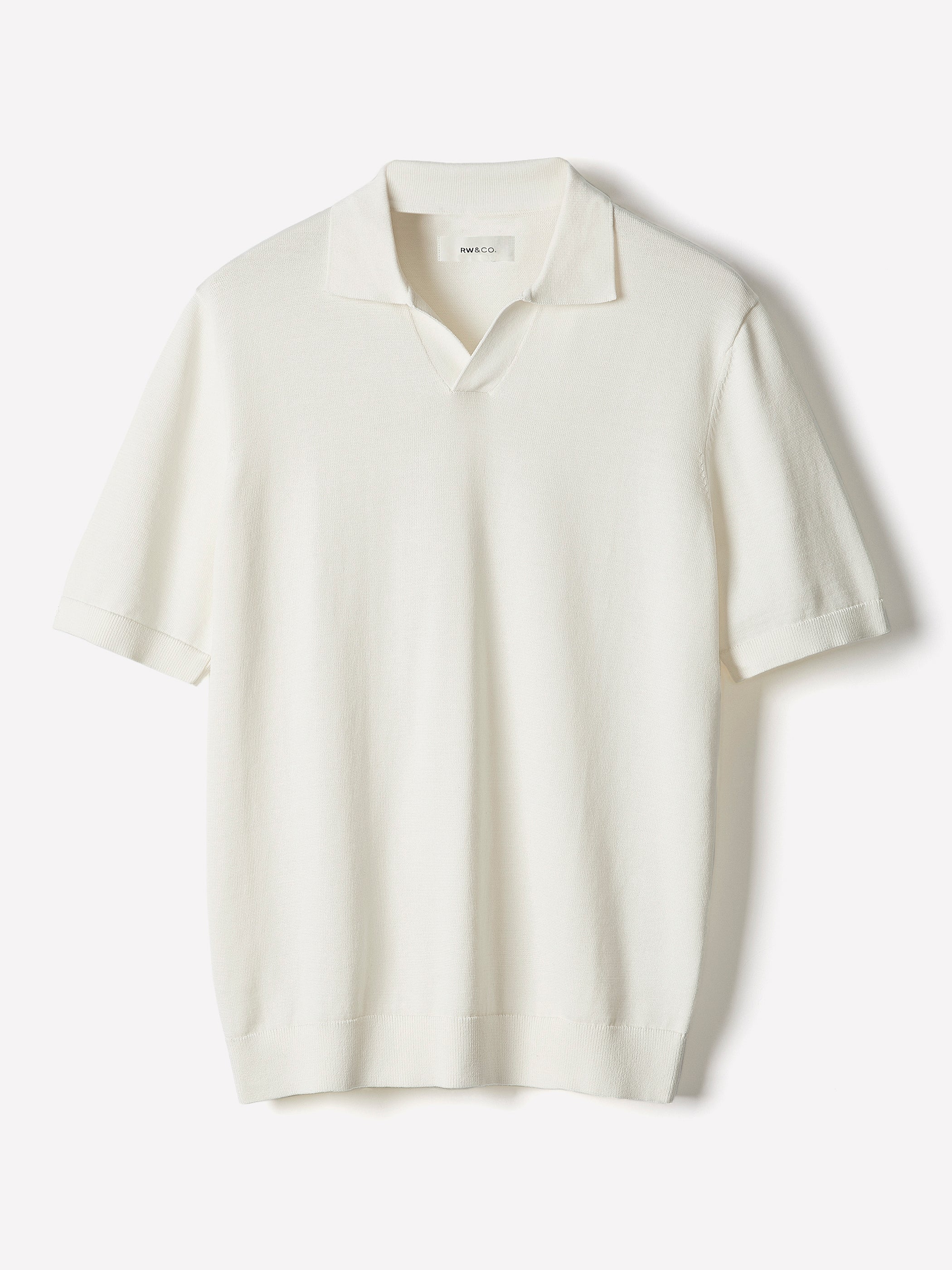 RW&CO Cotton Short-Sleeve Polo with Johnny Collar
