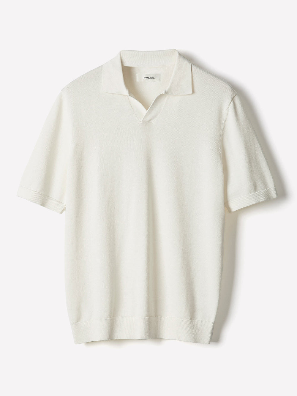 RW&CO Cotton Short-Sleeve Polo with Johnny Collar