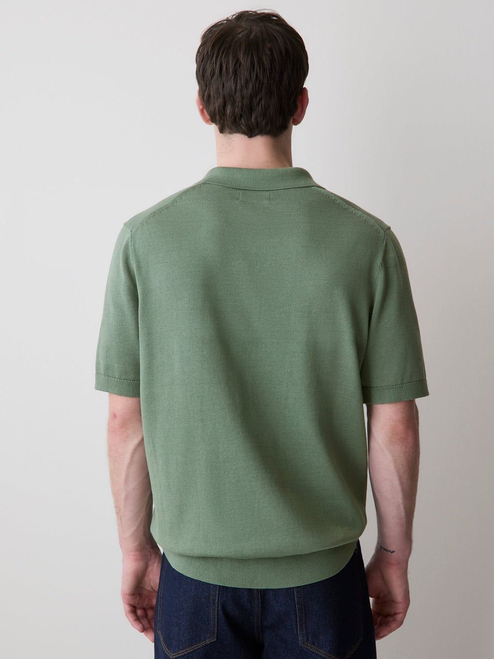 RW&CO Cotton Short-Sleeve Polo with Johnny Collar