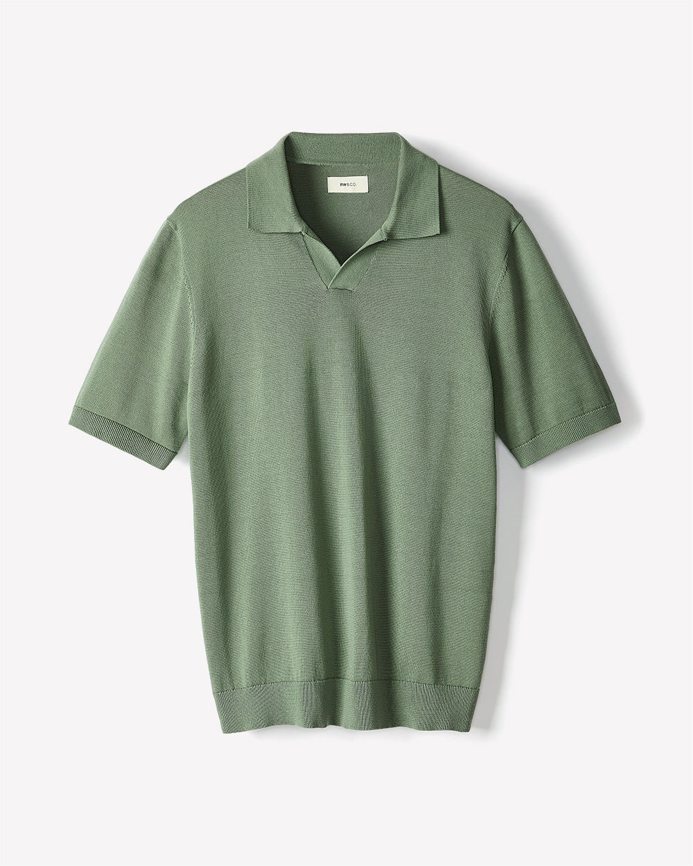 RW&CO Cotton Short-Sleeve Polo with Johnny Collar