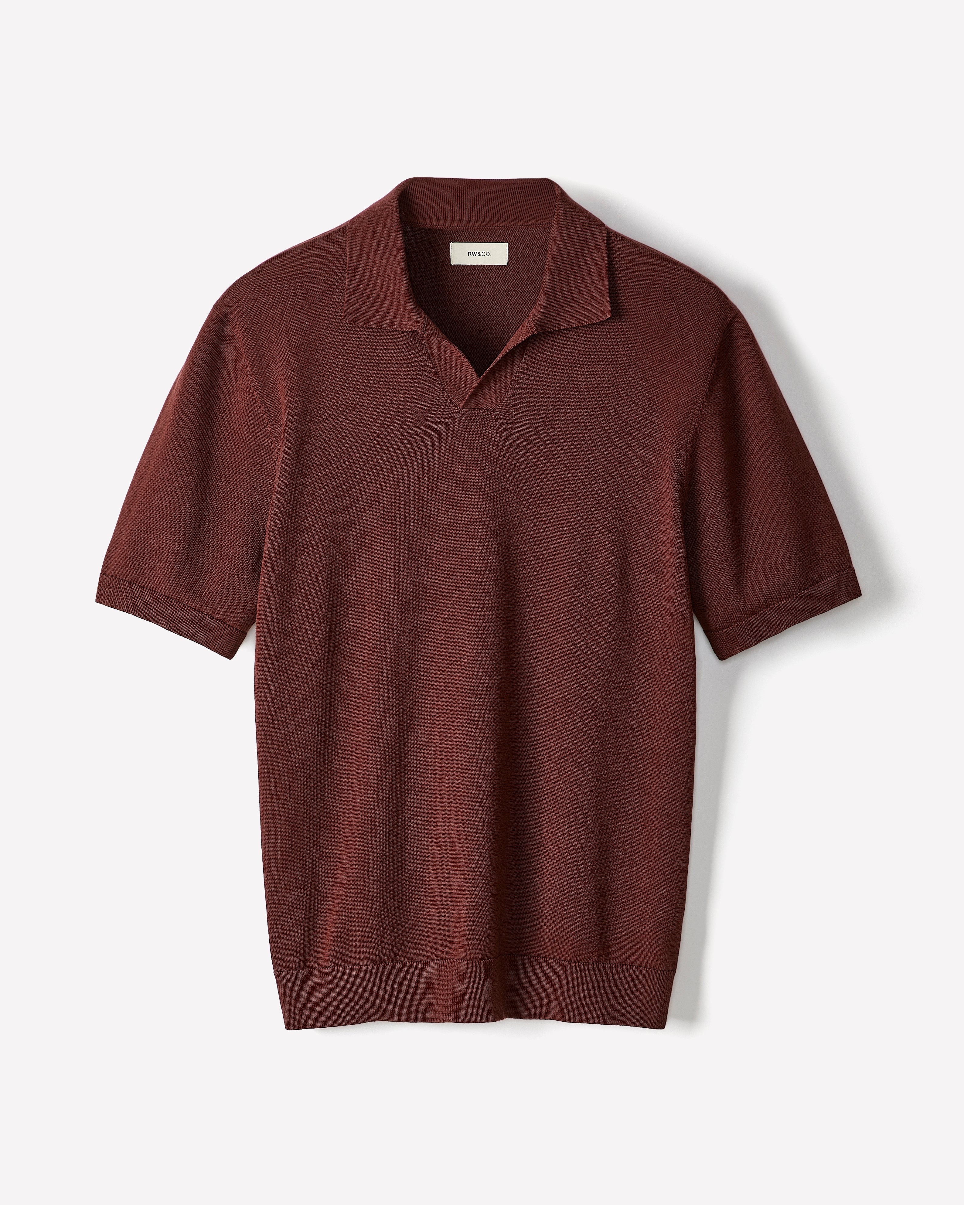 RW&CO Cotton Short-Sleeve Polo with Johnny Collar