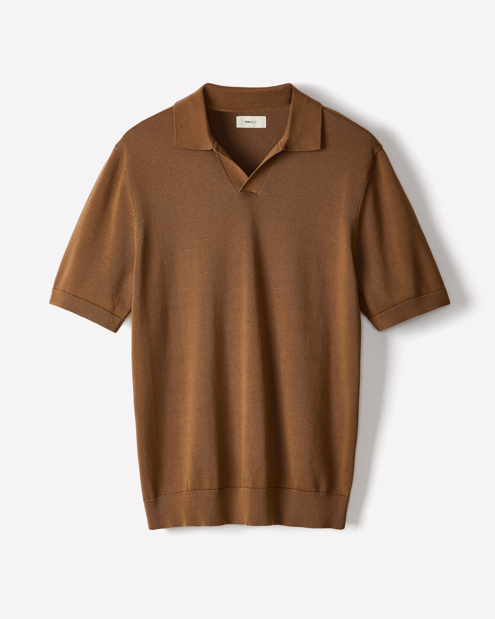 RW&CO Cotton Short-Sleeve Polo with Johnny Collar
