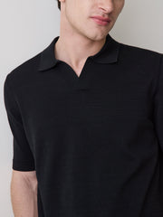 RW&CO Cotton Short-Sleeve Polo with Johnny Collar