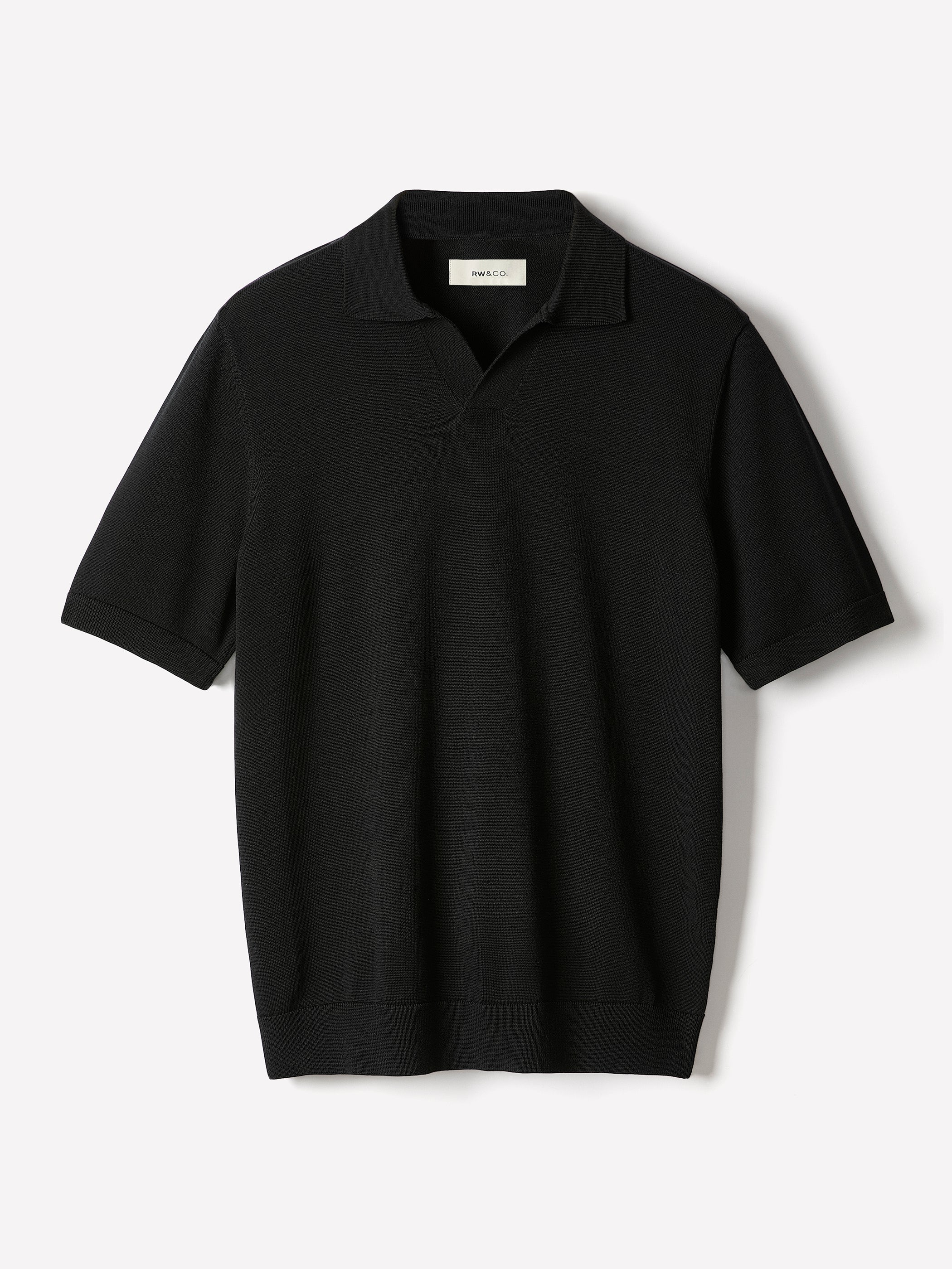 RW&CO Cotton Short-Sleeve Polo with Johnny Collar