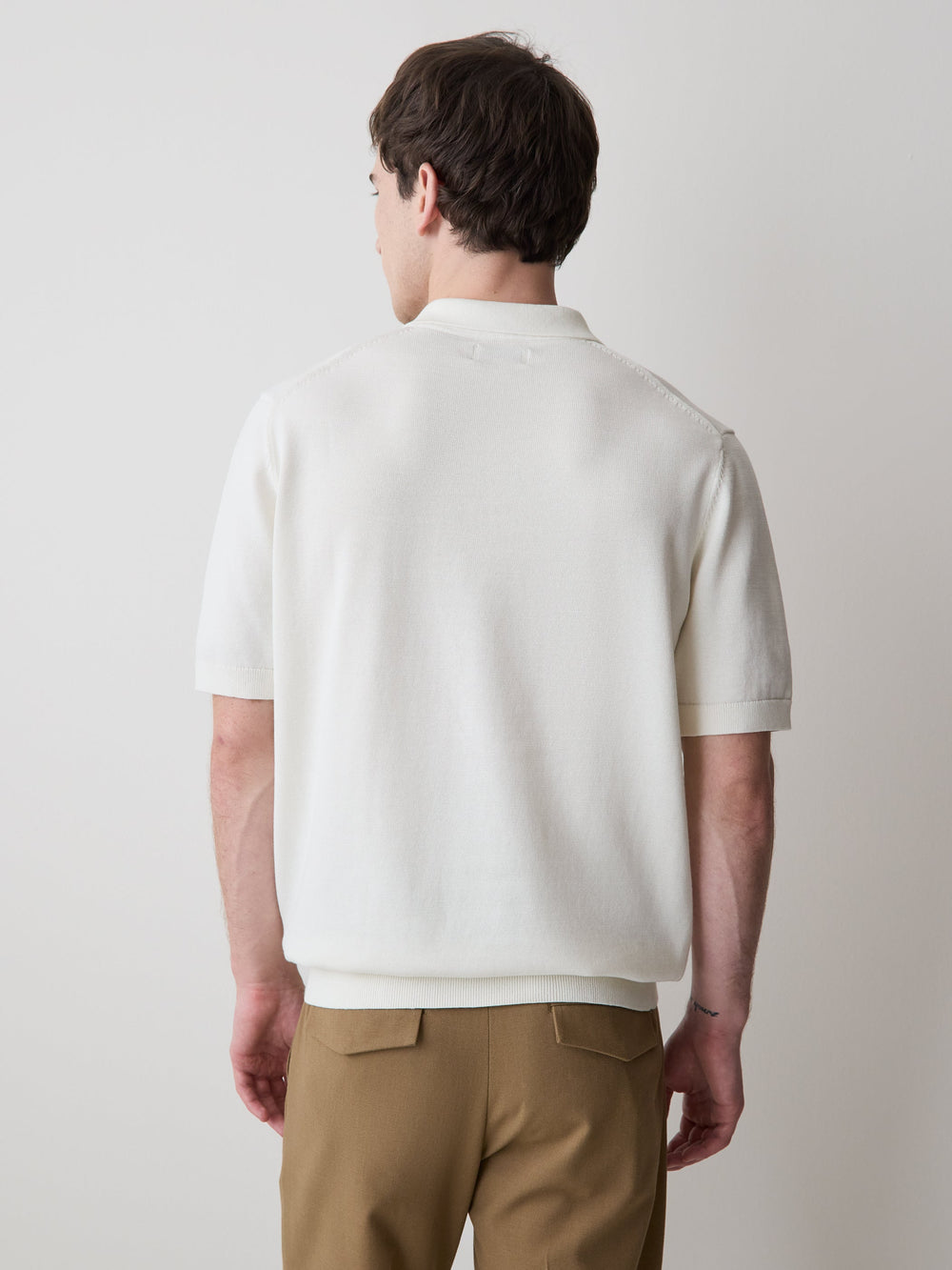 RW&CO Cotton Short-Sleeve Polo with Johnny Collar