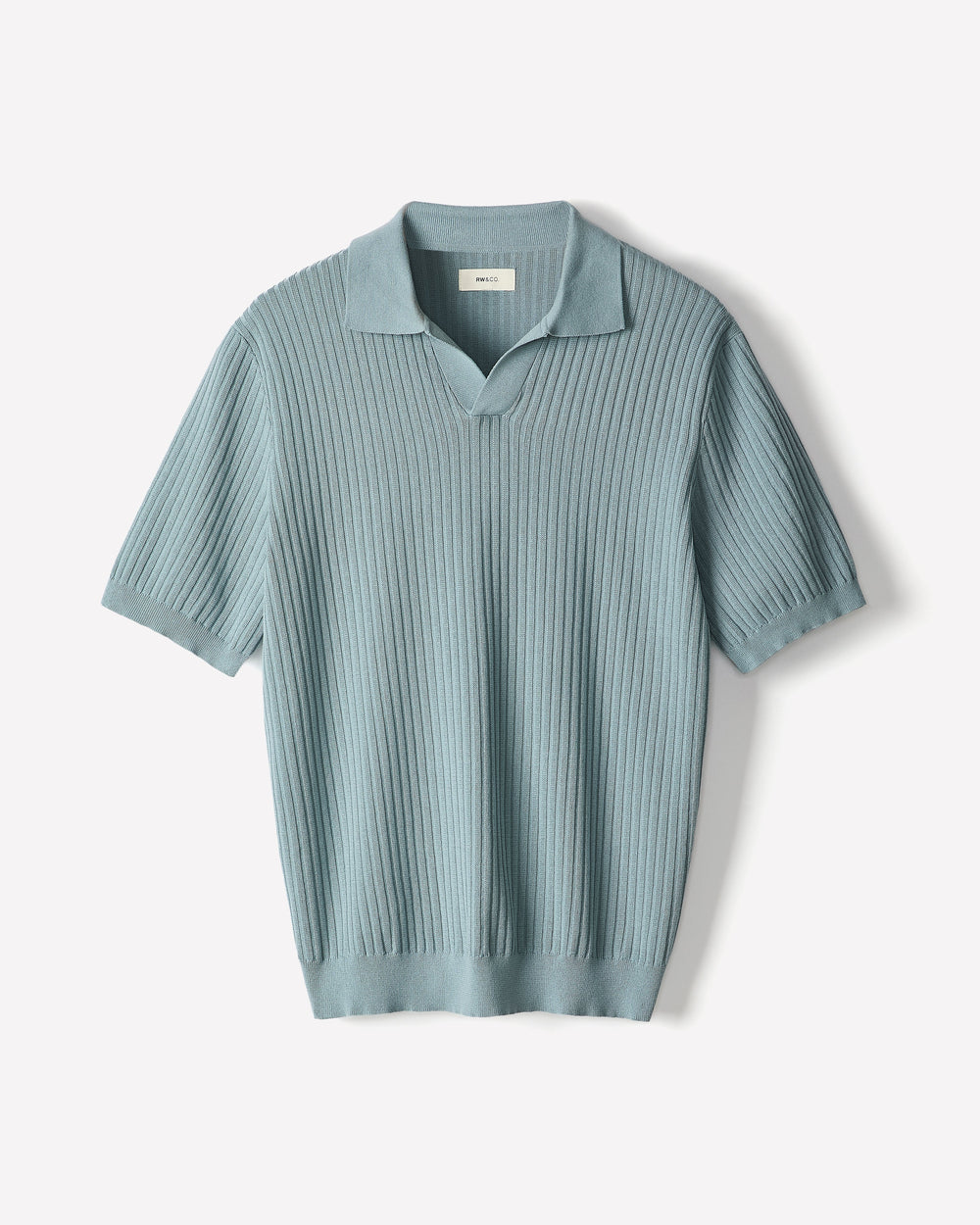 RW&CO Cotton Short-Sleeve Polo with Johnny Collar