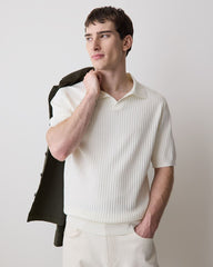 RW&CO Cotton Short-Sleeve Polo with Johnny Collar
