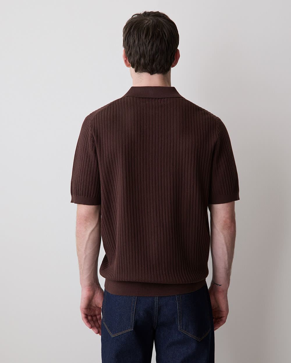 RW&CO Cotton Short-Sleeve Polo with Johnny Collar
