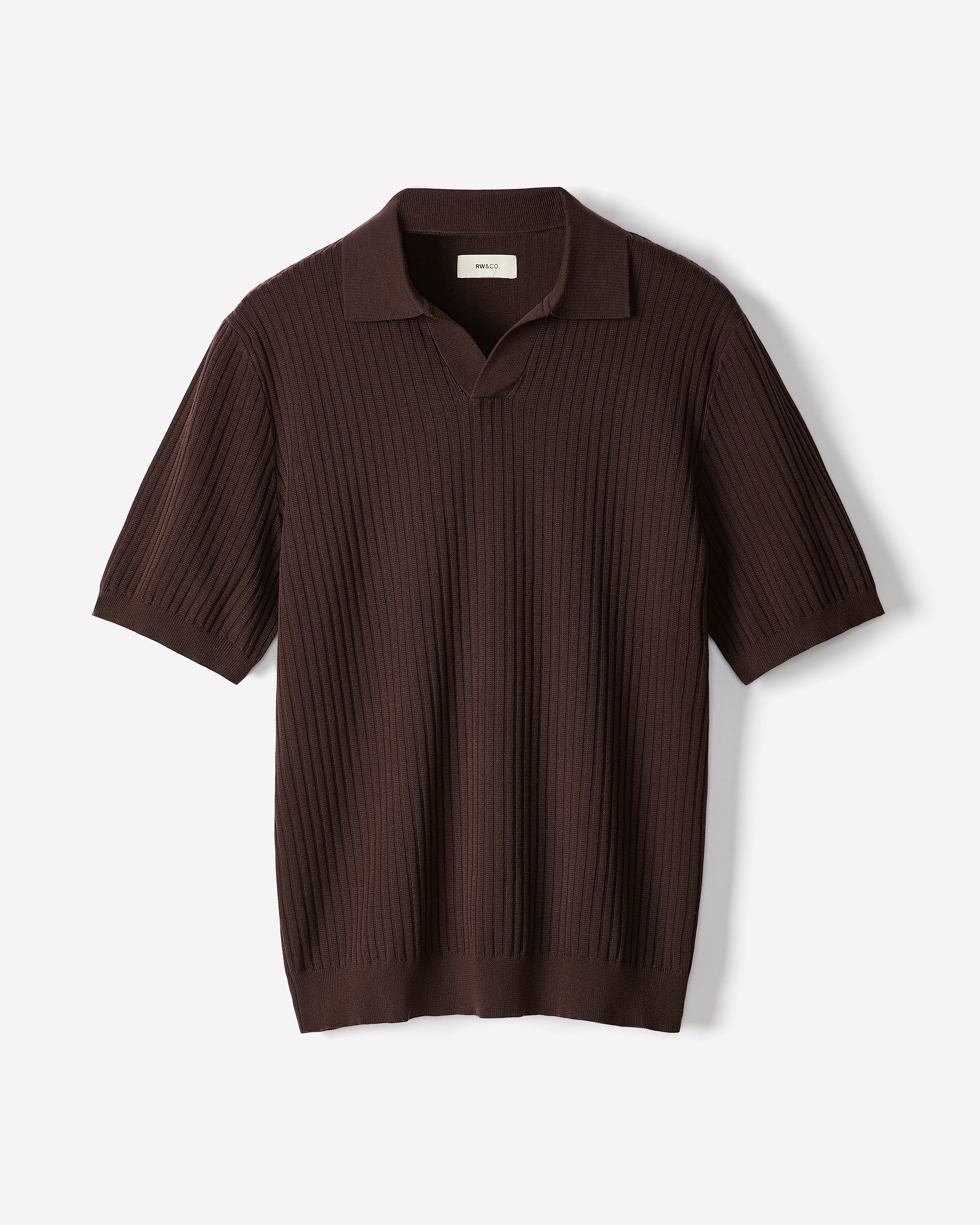RW&CO Cotton Short-Sleeve Polo with Johnny Collar