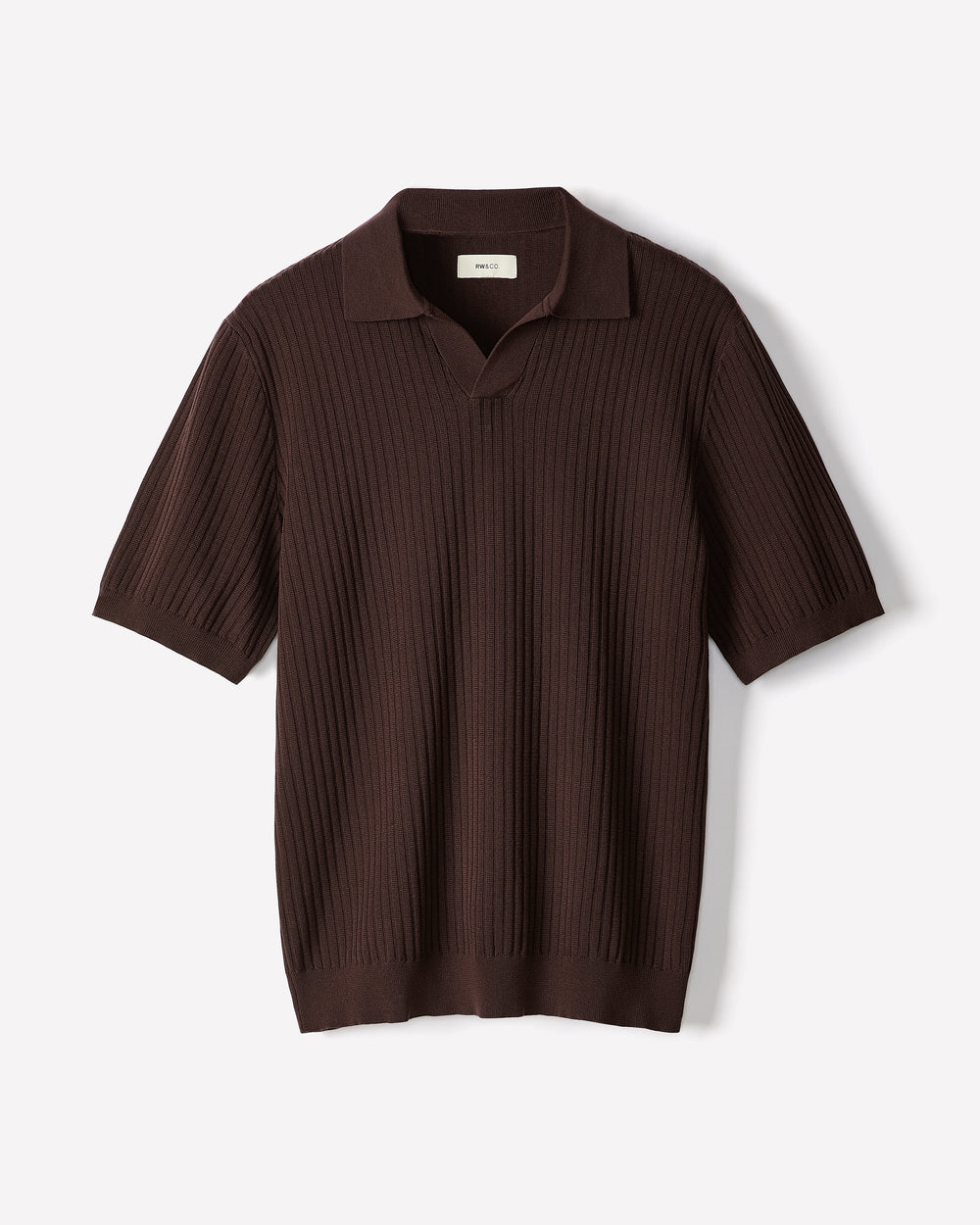 RW&CO Cotton Short-Sleeve Polo with Johnny Collar