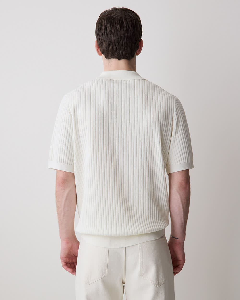 RW&CO Cotton Short-Sleeve Polo with Johnny Collar