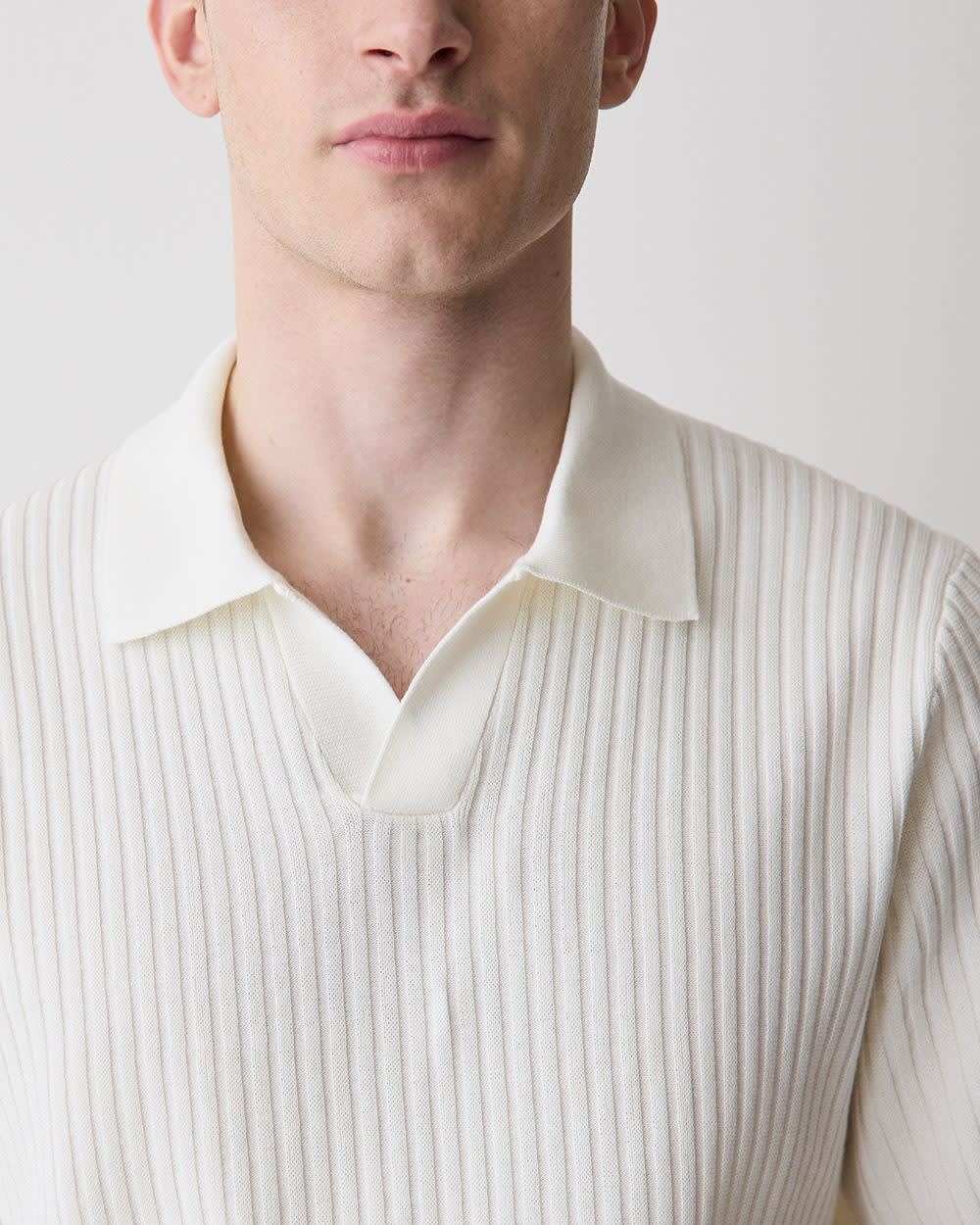 RW&CO Cotton Short-Sleeve Polo with Johnny Collar