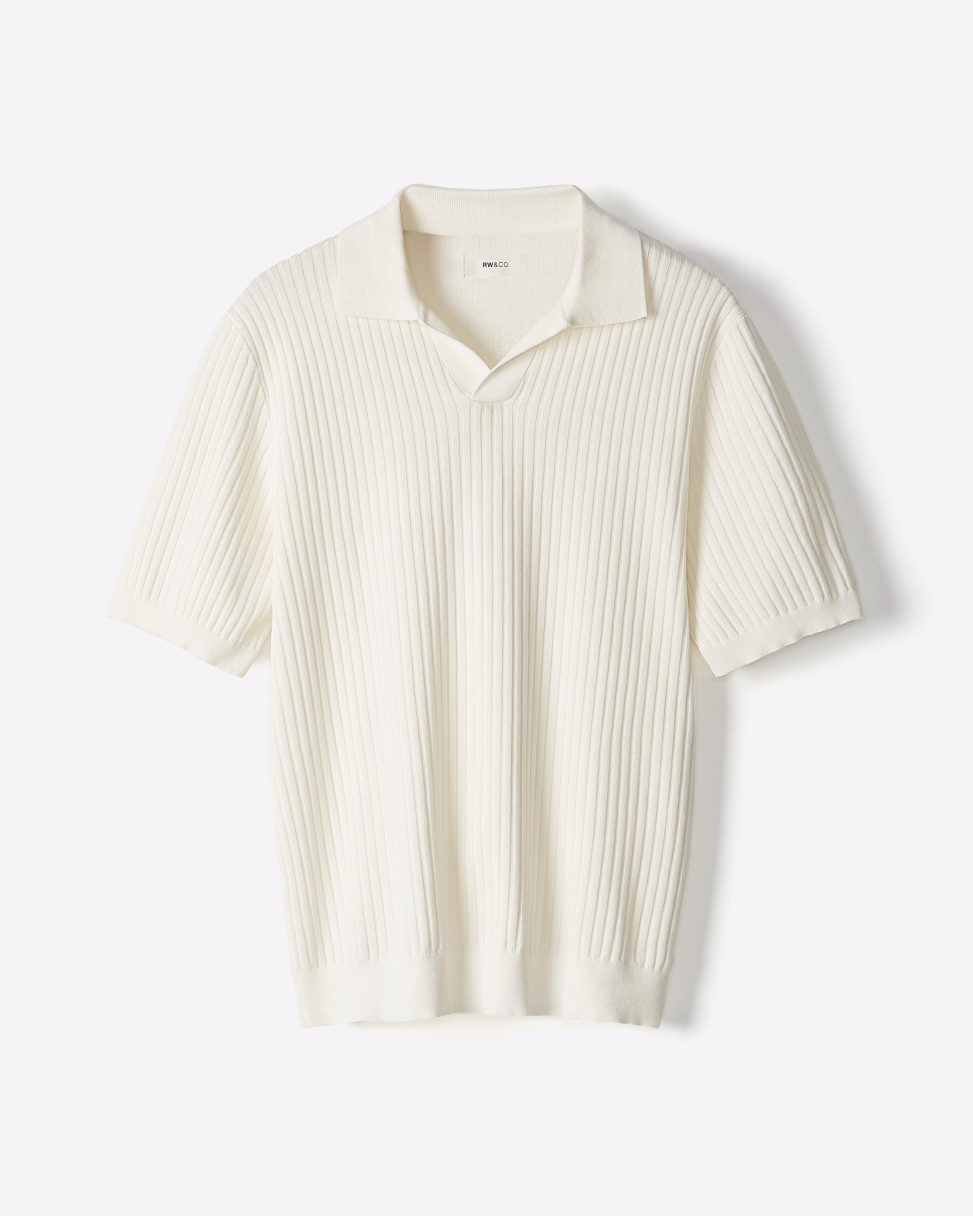 RW&CO Cotton Short-Sleeve Polo with Johnny Collar