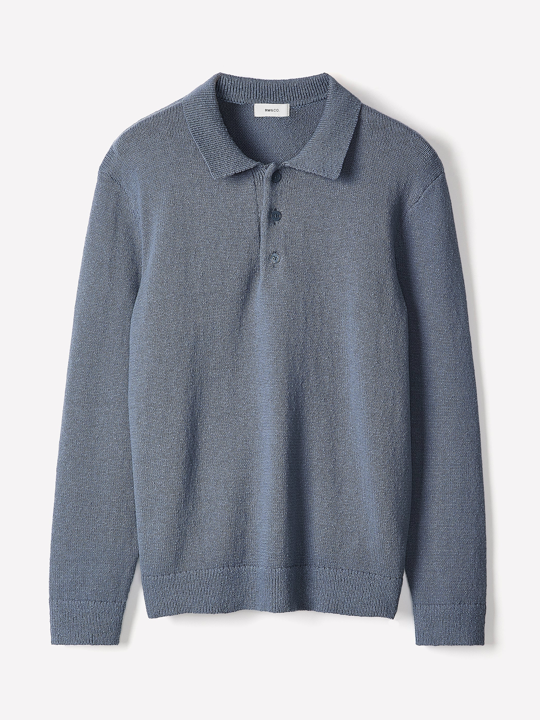 RW&CO Long-Sleeve Bouclé Polo Sweater
