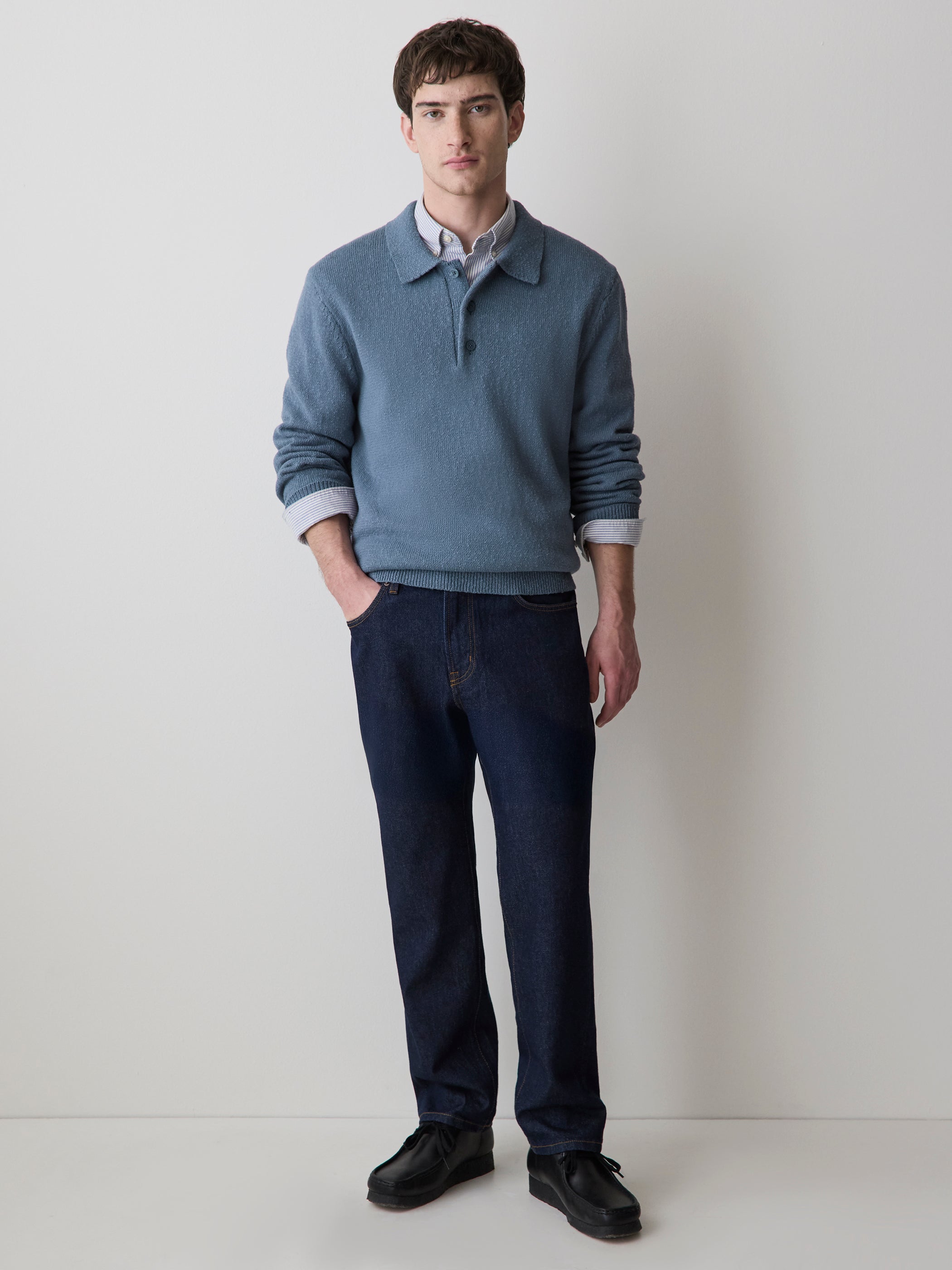 RW&CO Long-Sleeve Bouclé Polo Sweater