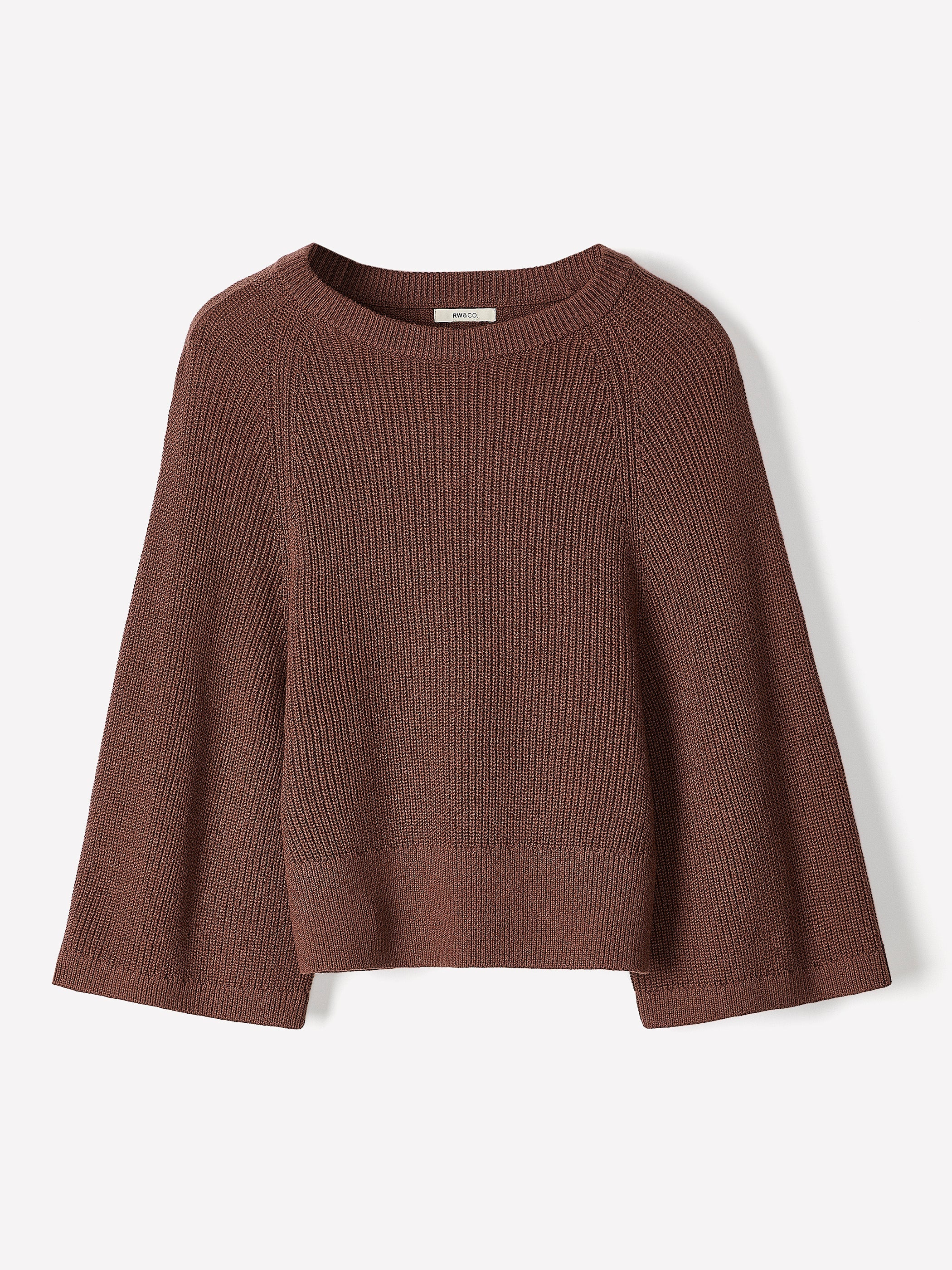 RW&CO Wide-Sleeve Crew-Neck Merino-Blend Sweater