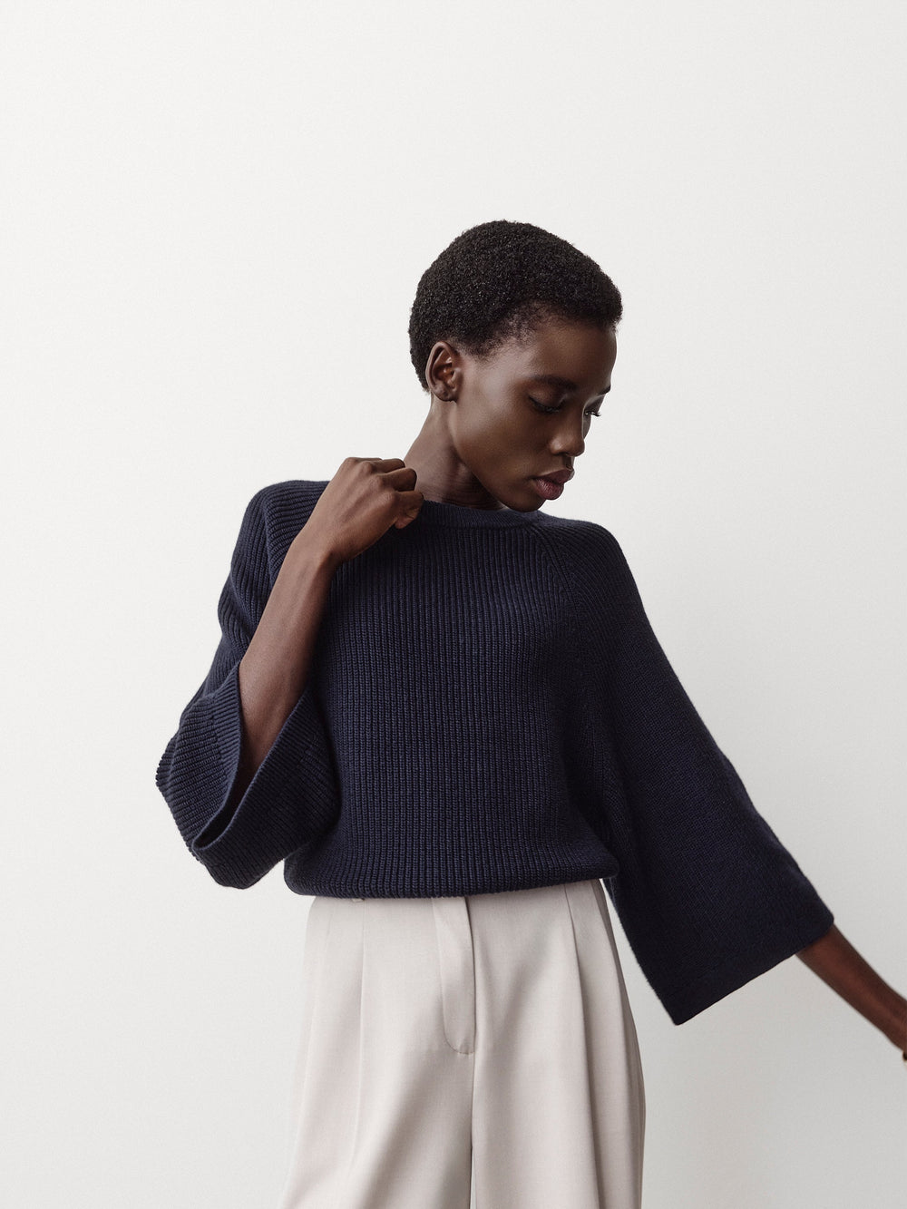 RW&CO Wide-Sleeve Crew-Neck Merino-Blend Sweater
