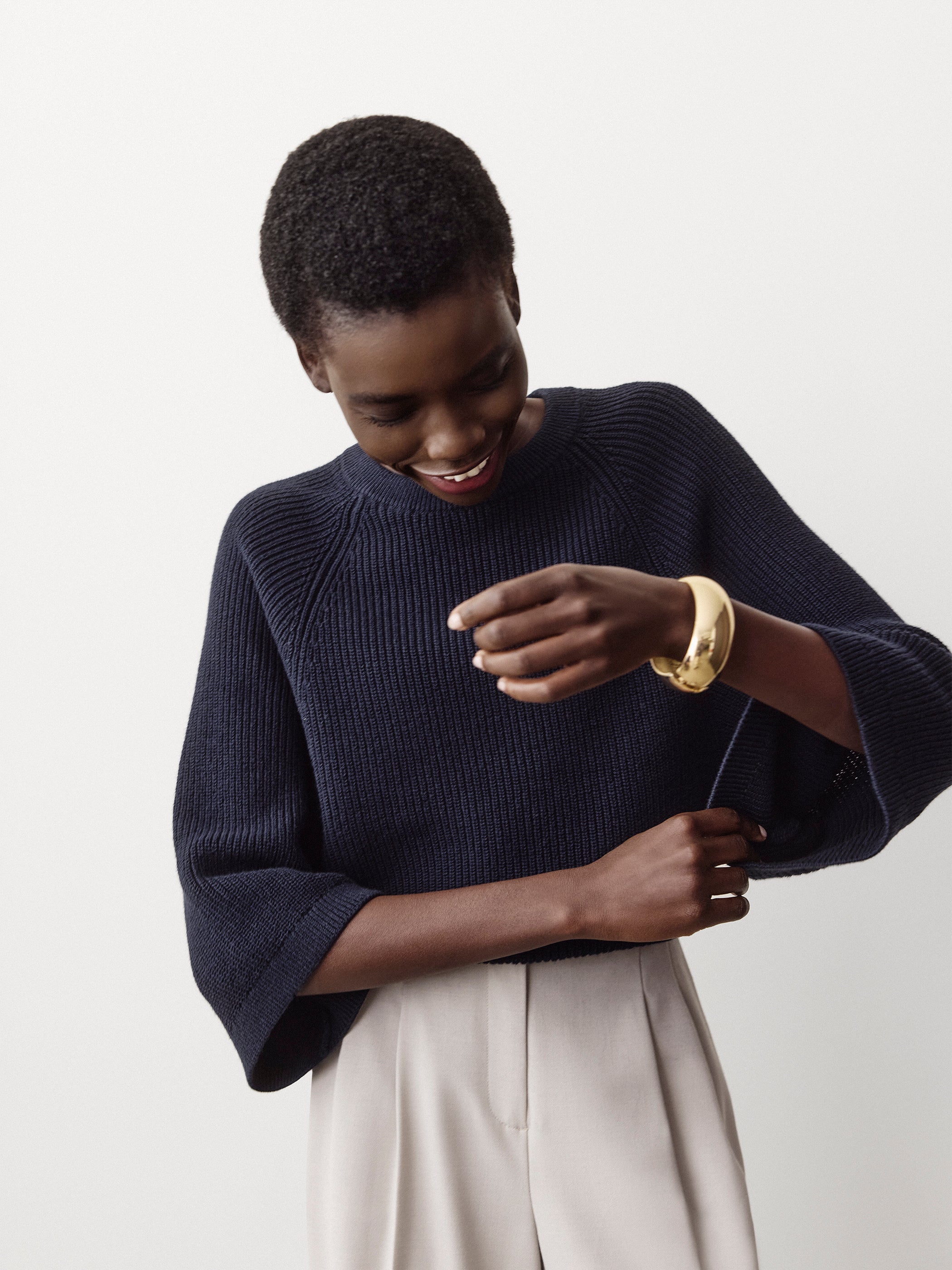 RW&CO Wide-Sleeve Crew-Neck Merino-Blend Sweater