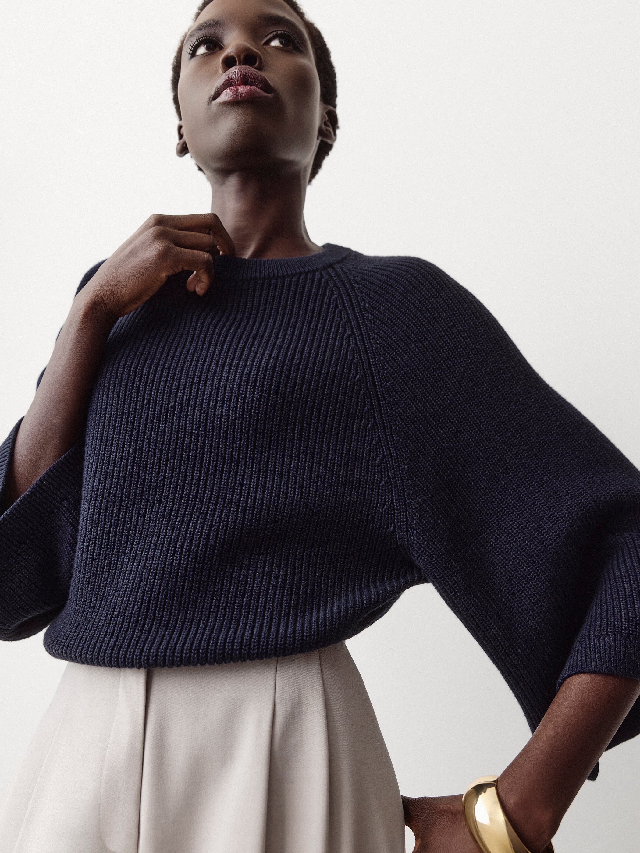 RW&CO Wide-Sleeve Crew-Neck Merino-Blend Sweater