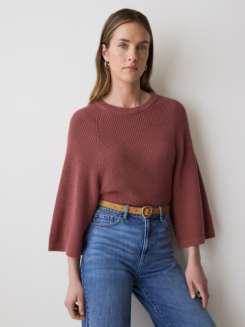 RW&CO Wide-Sleeve Crew-Neck Merino-Blend Sweater