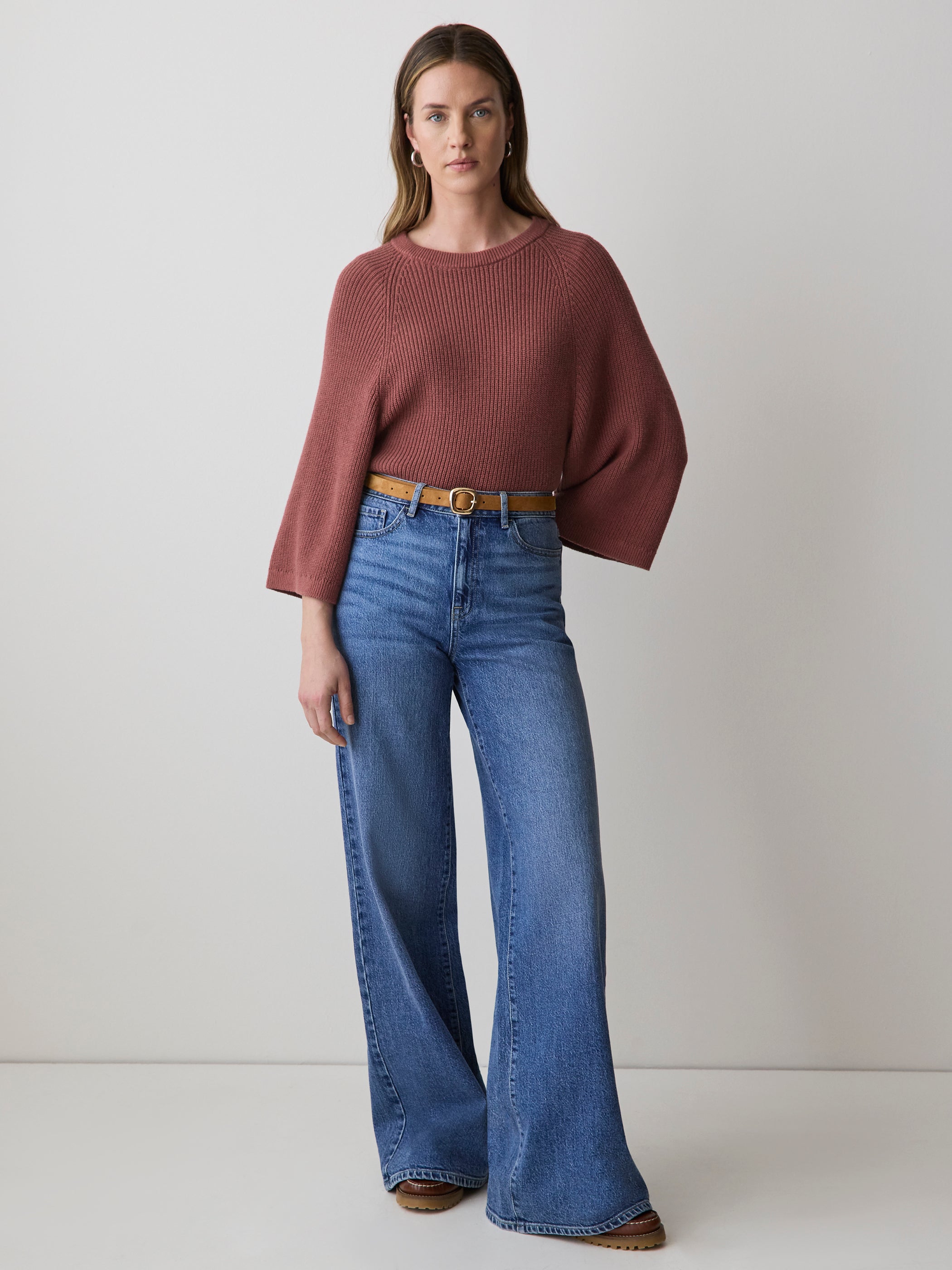 RW&CO Wide-Sleeve Crew-Neck Merino-Blend Sweater