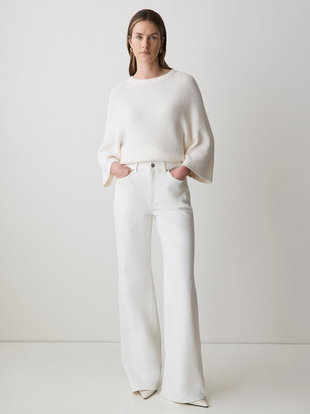 RW&CO Wide-Sleeve Crew-Neck Merino-Blend Sweater