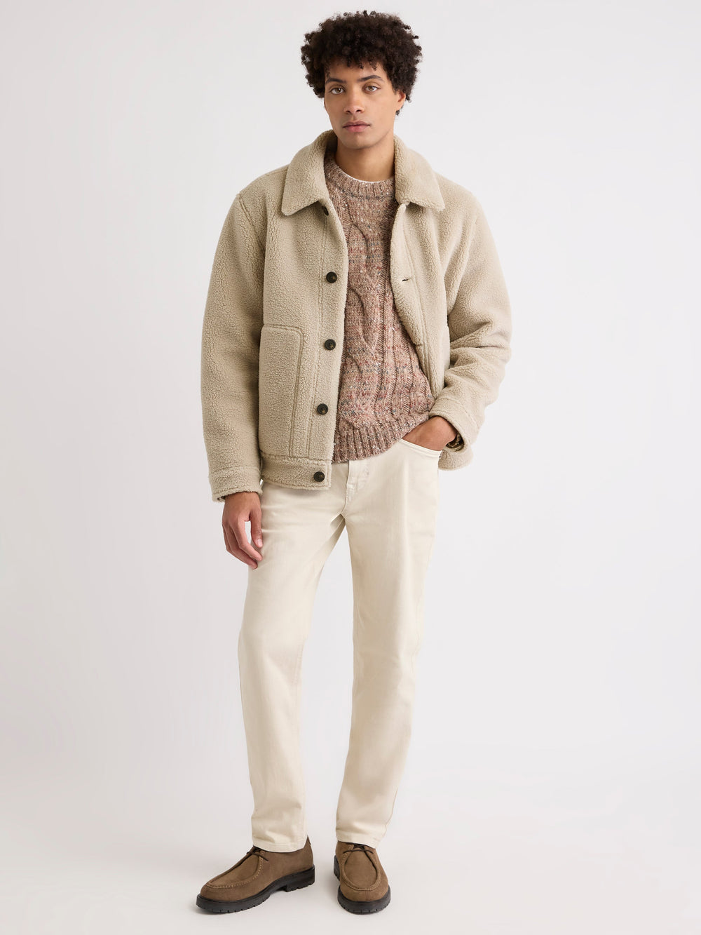 RW&CO Wool Sweater with Cable Stitches