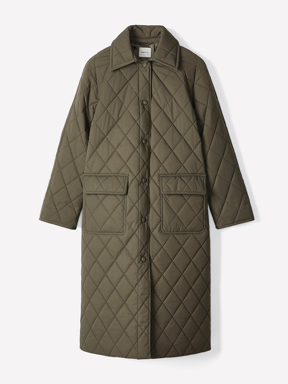 RW&CO Quilted Trench Coat with Shirt Collar