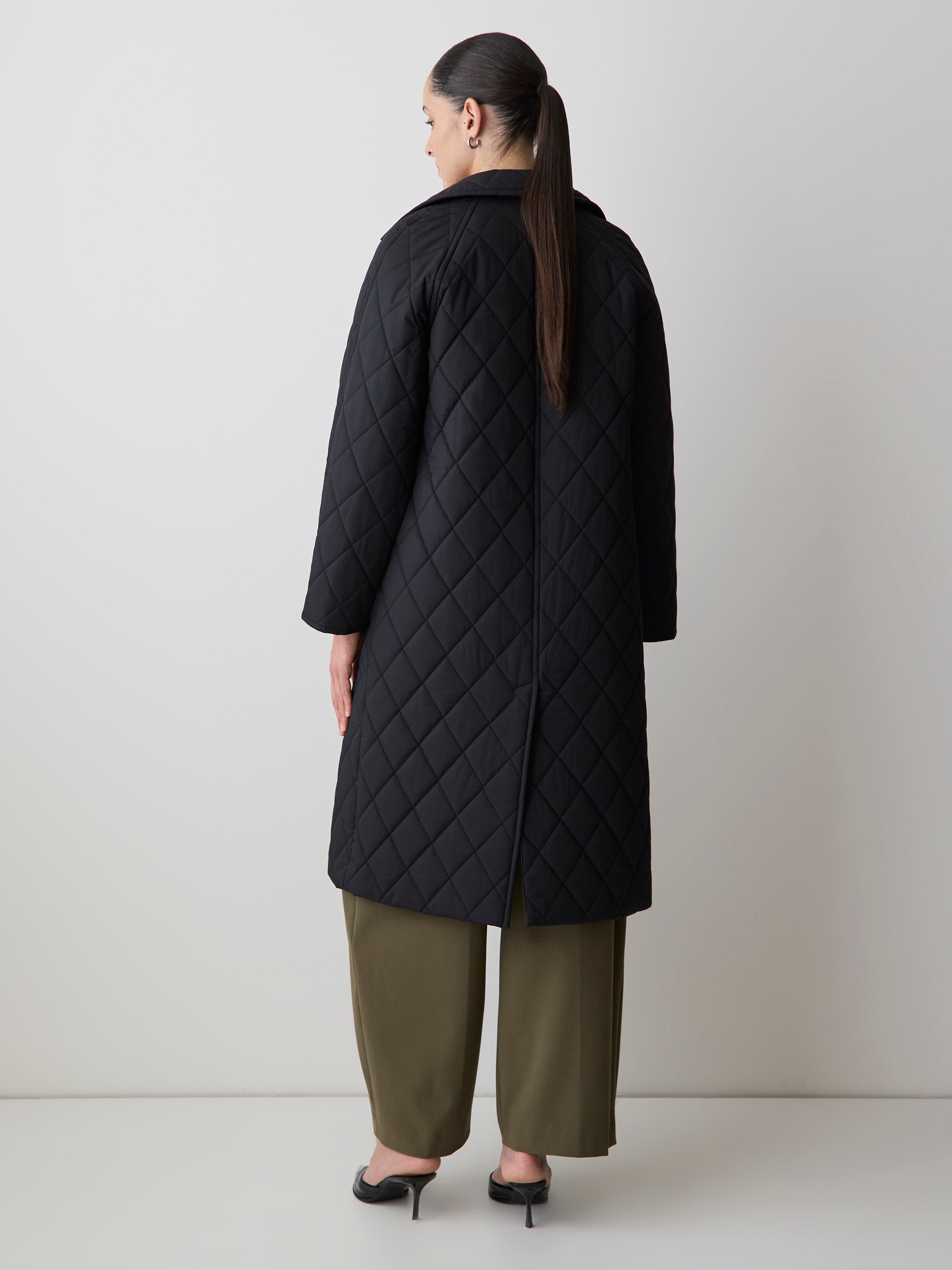 RW&CO Quilted Trench Coat with Shirt Collar