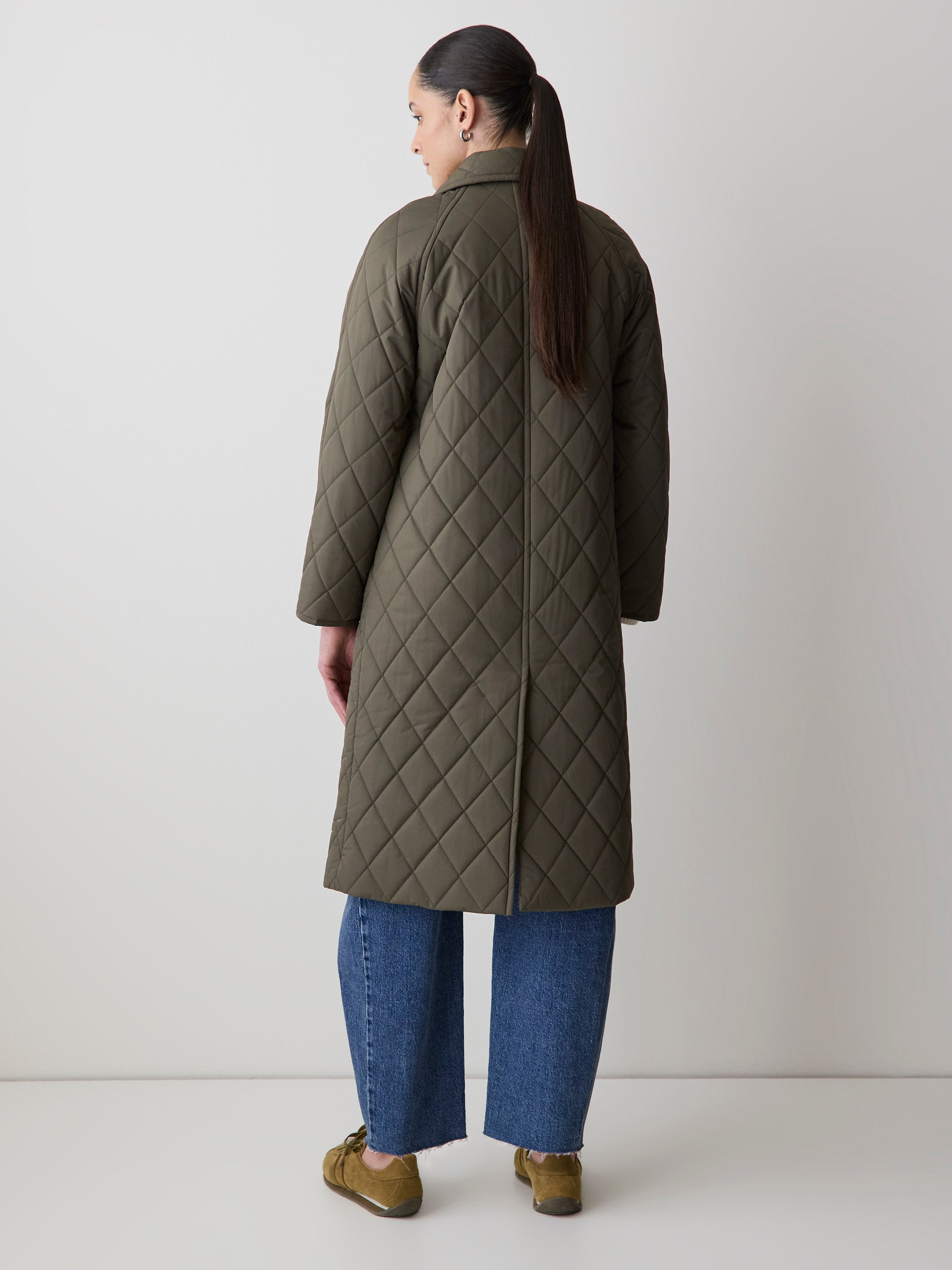 RW&CO Quilted Trench Coat with Shirt Collar