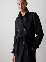 RW&CO Double-Breasted Twill Trench Coat with Belt