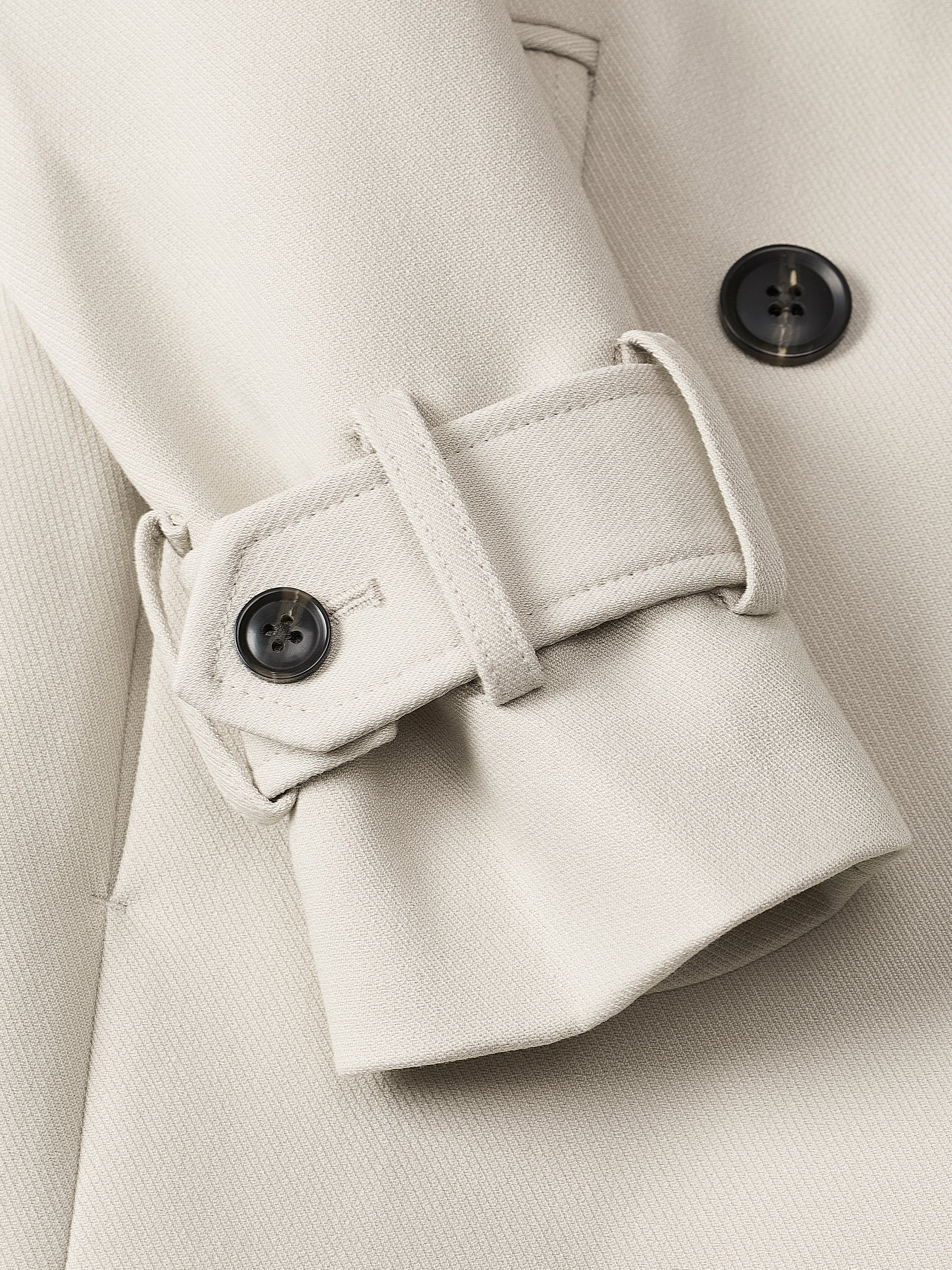 RW&CO Double-Breasted Twill Trench Coat with Belt