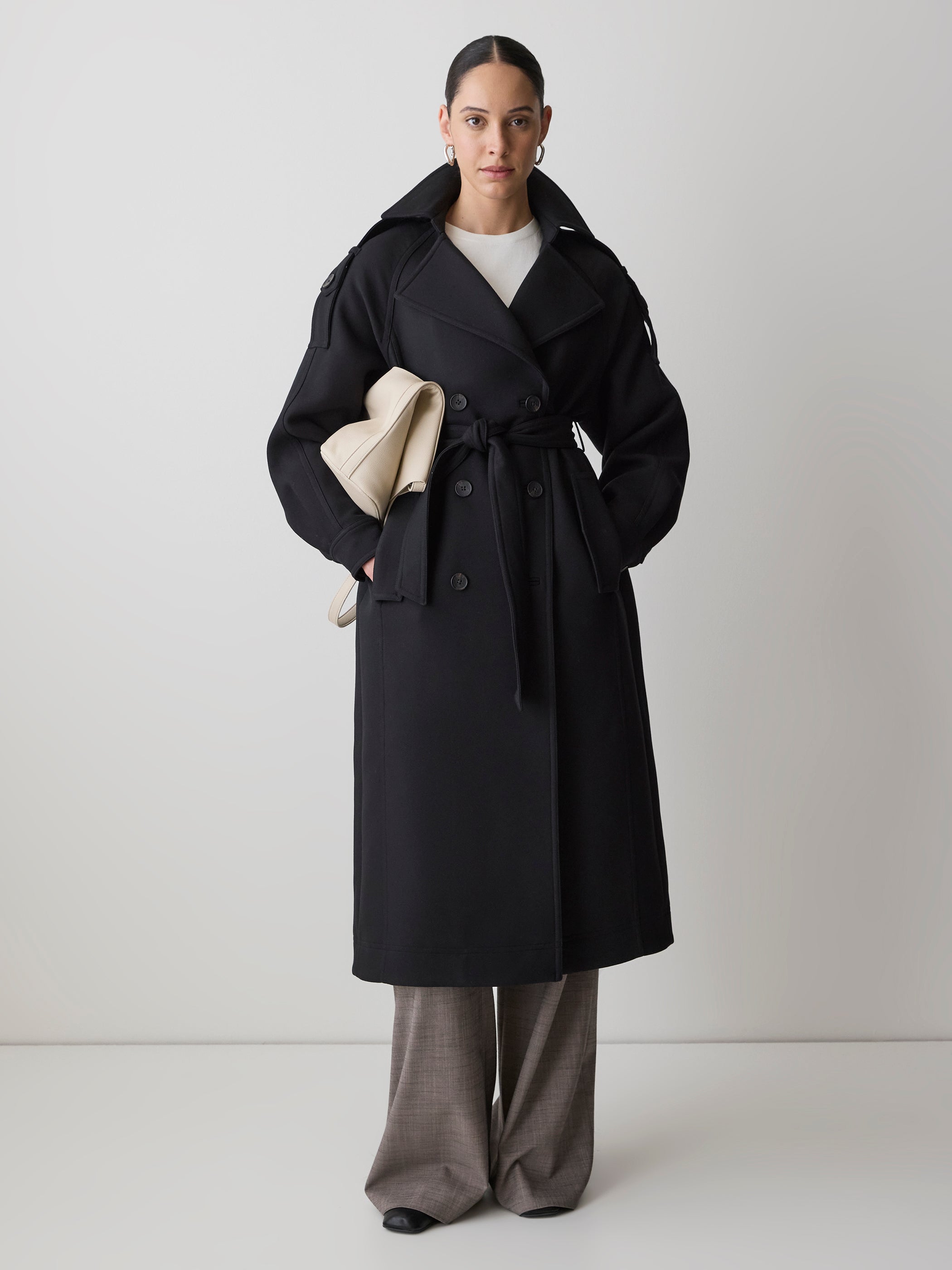 RW&CO Double-Breasted Trench Coat with Belt