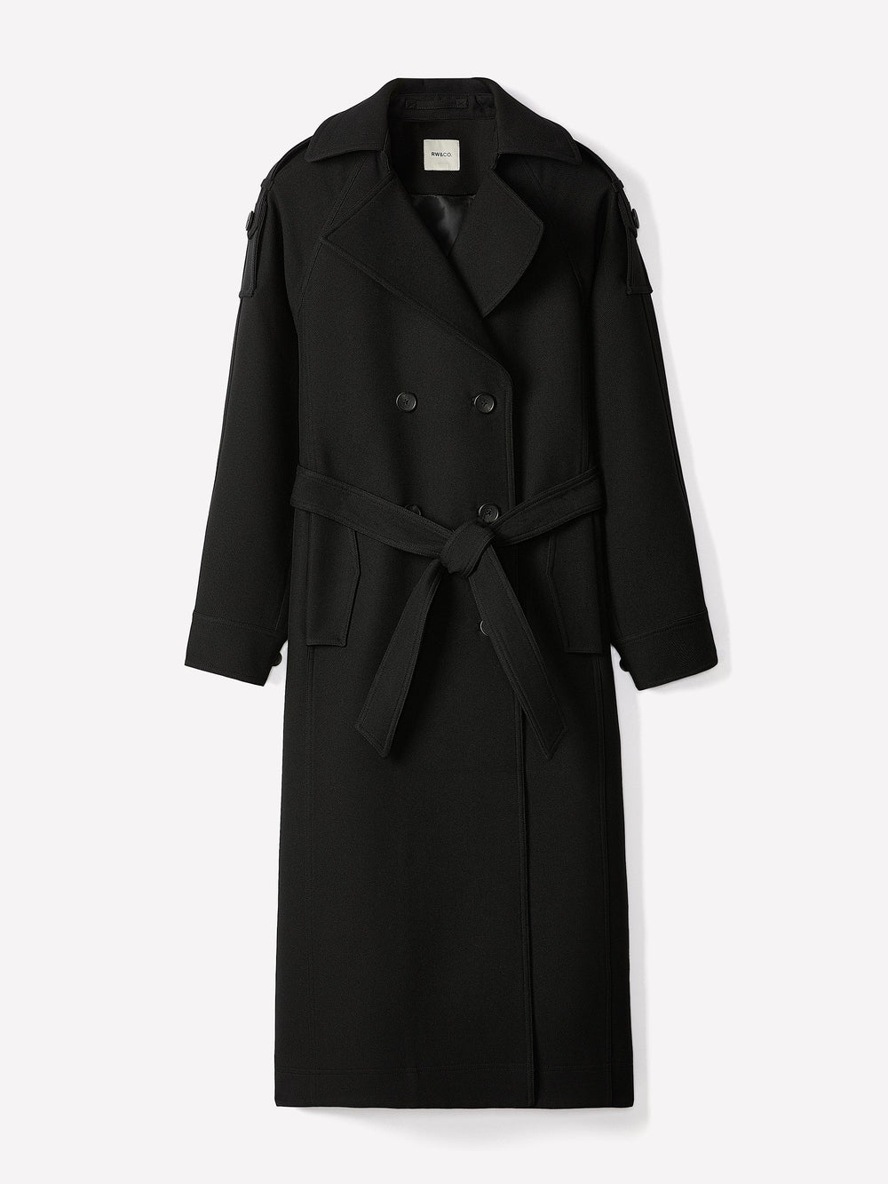 RW&CO Double-Breasted Trench Coat with Belt