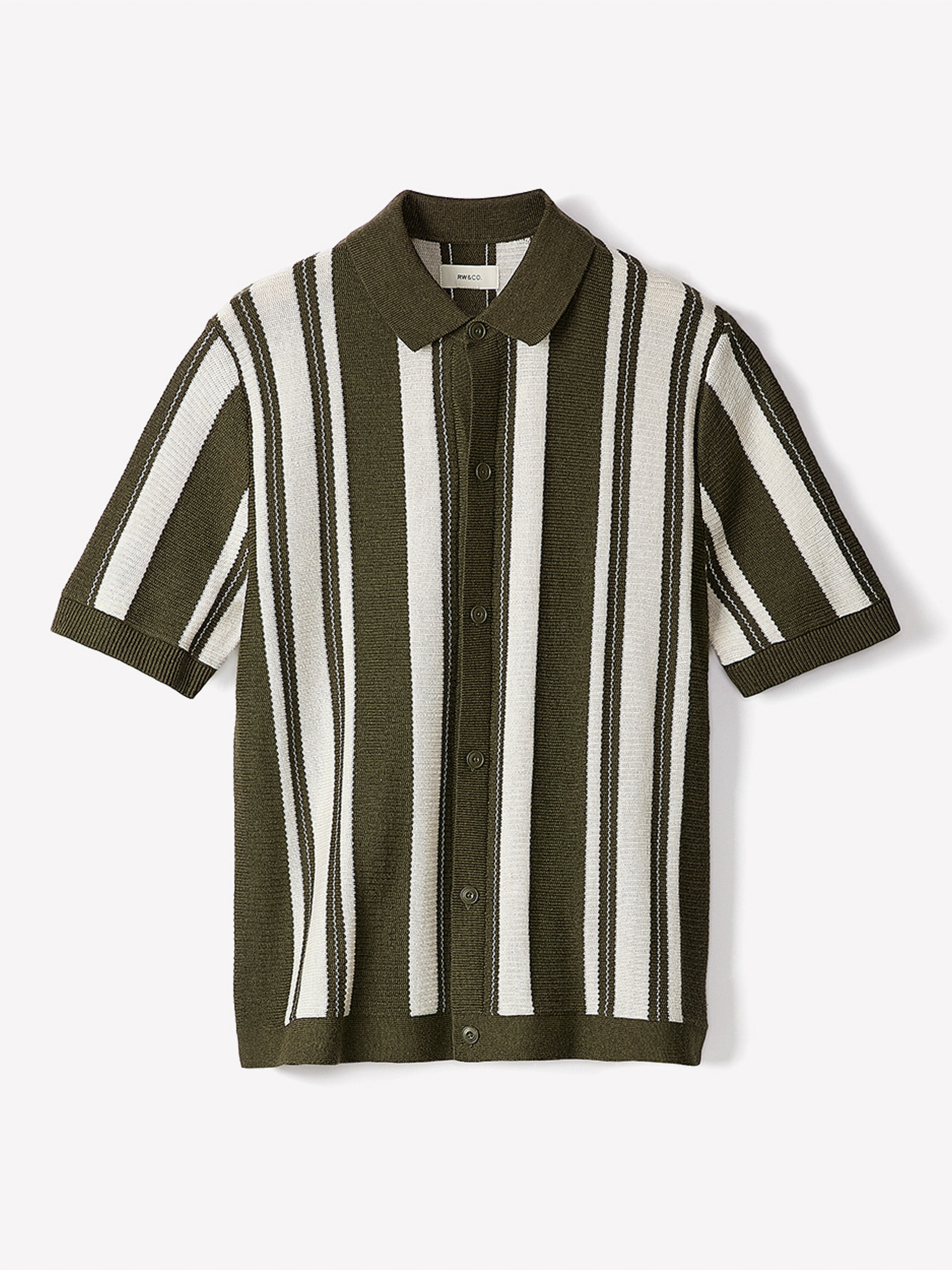 RW&CO Short-Sleeve Shirt Sweater with Vertical Stripes