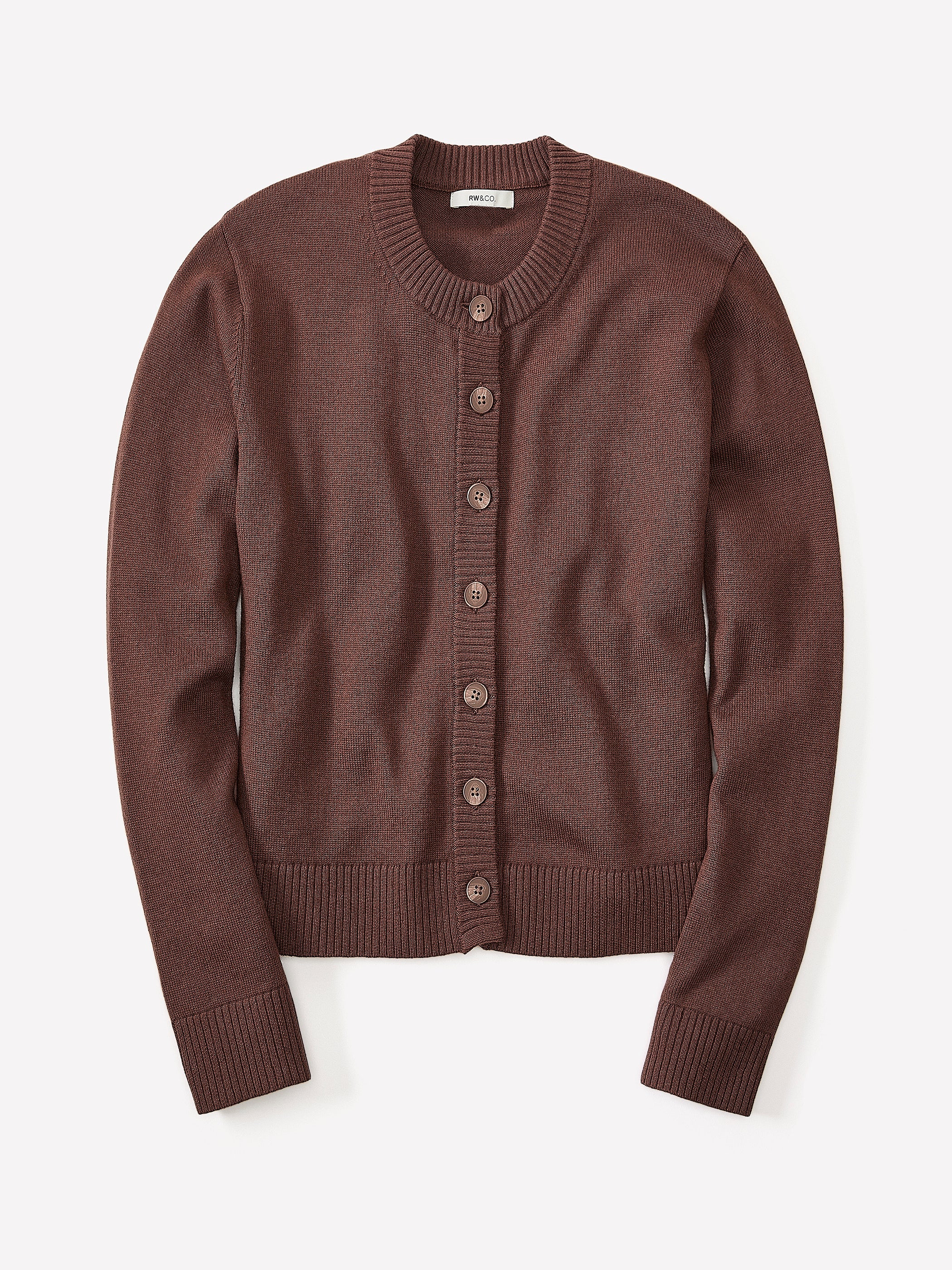 RW&CO Wool-Blend Long-Sleeve Crew-Neck Cardigan