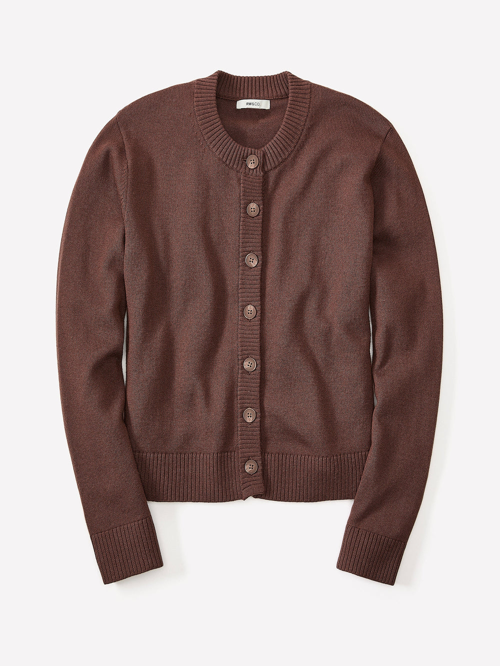 RW&CO Wool-Blend Long-Sleeve Crew-Neck Cardigan