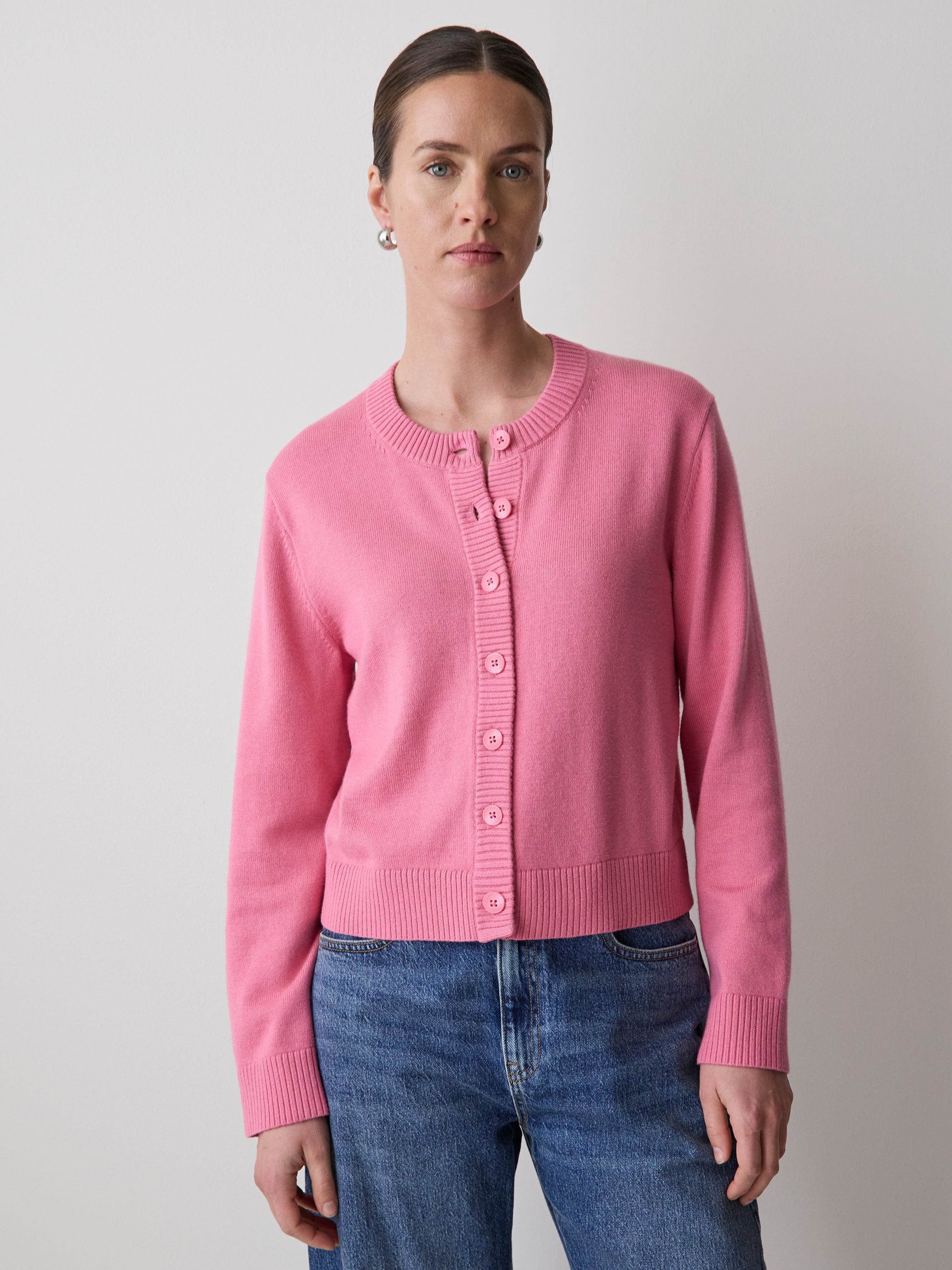 RW&CO Wool-Blend Long-Sleeve Crew-Neck Cardigan