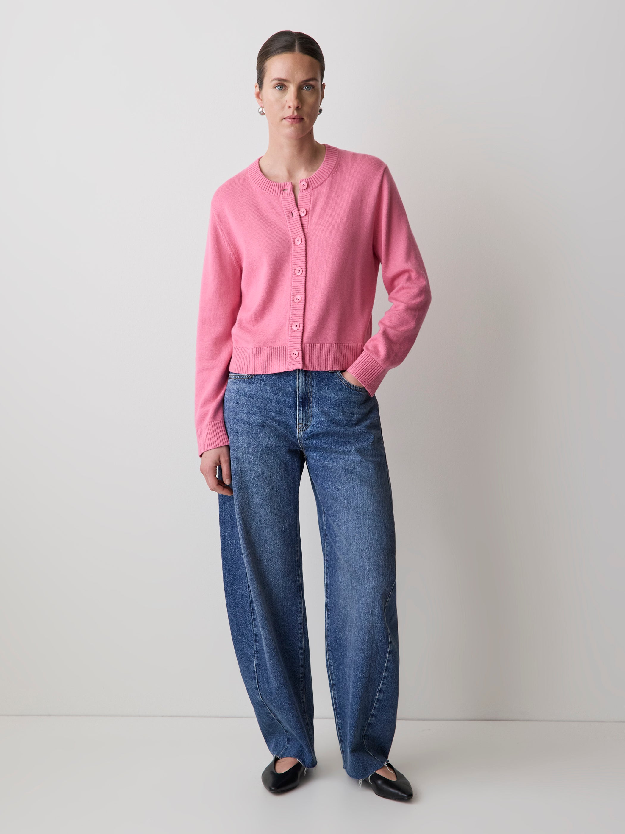RW&CO Wool-Blend Long-Sleeve Crew-Neck Cardigan