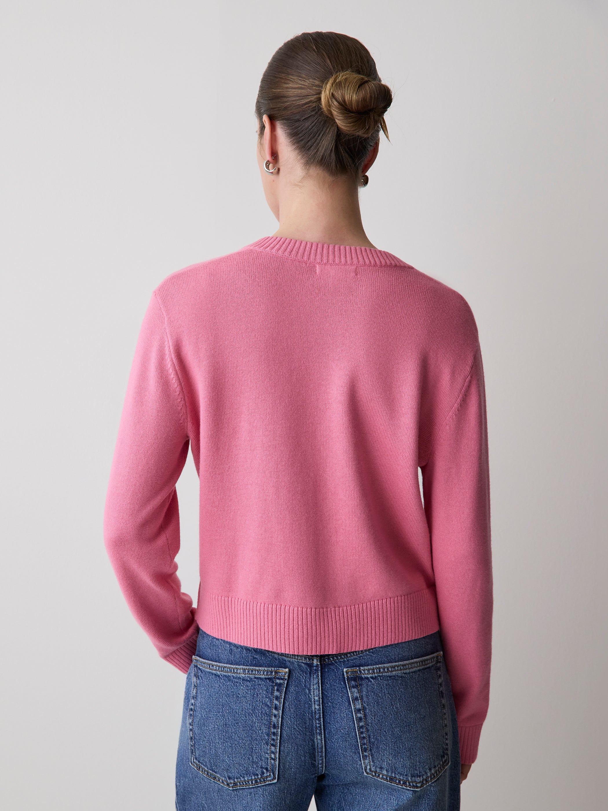 RW&CO Wool-Blend Long-Sleeve Crew-Neck Cardigan