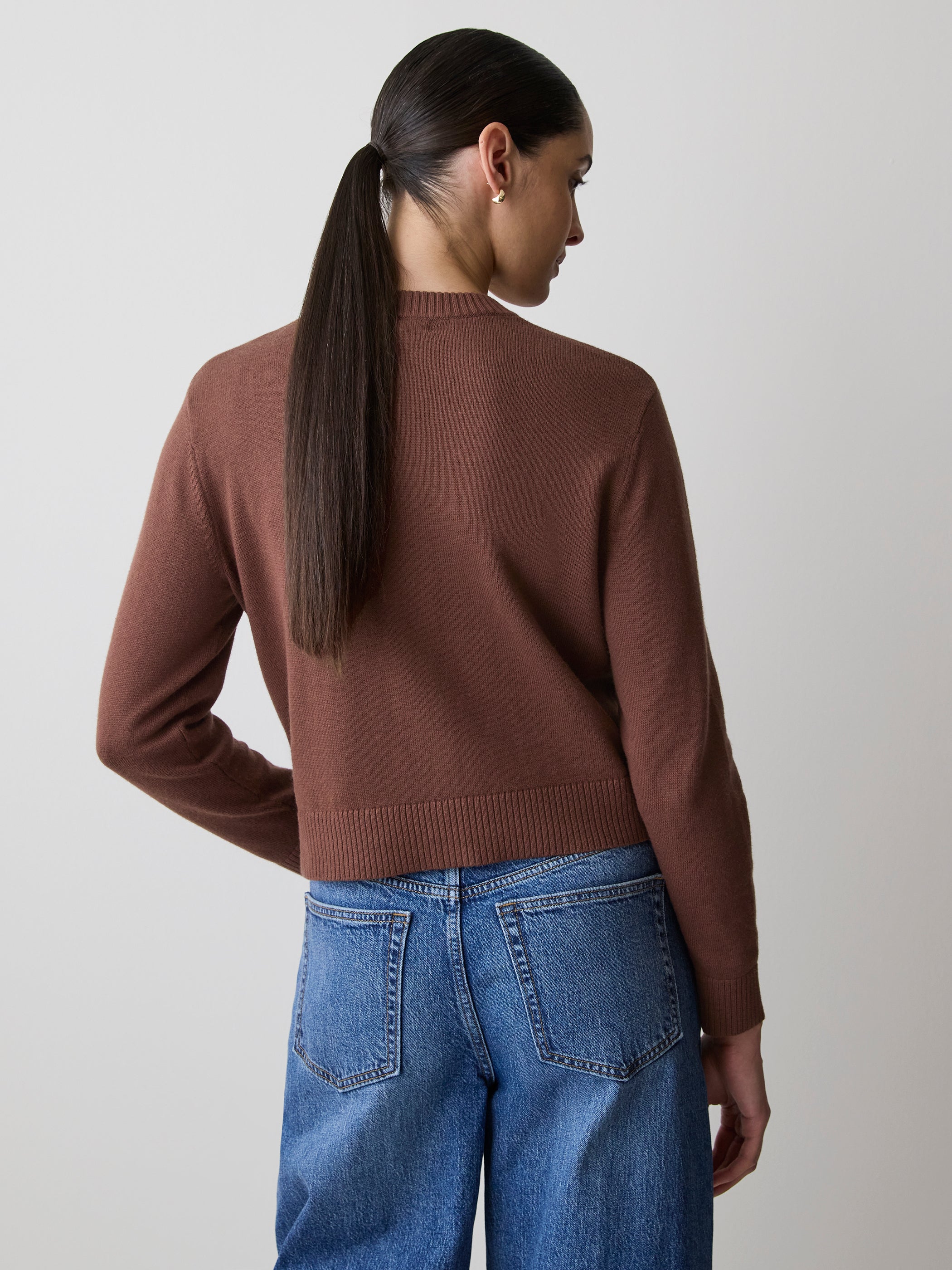 RW&CO Wool-Blend Long-Sleeve Crew-Neck Cardigan