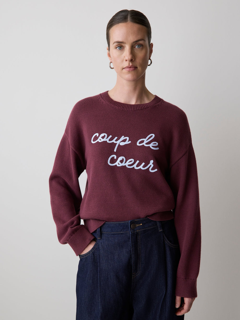 RW&CO Long-Sleeve Crew-Neck Pullover with Embroidery