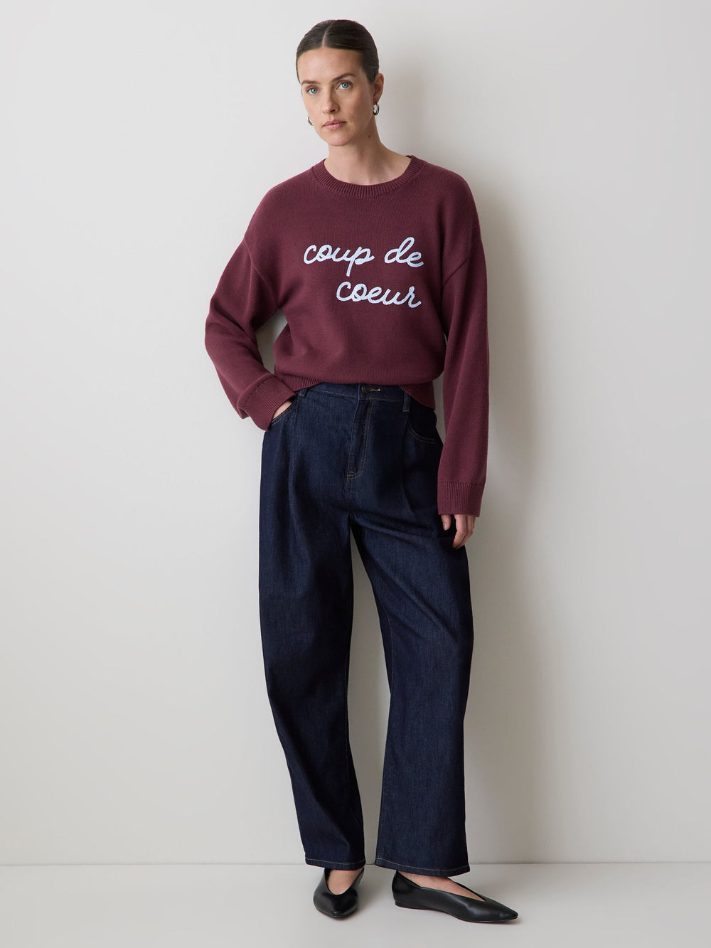 RW&CO Long-Sleeve Crew-Neck Pullover with Embroidery